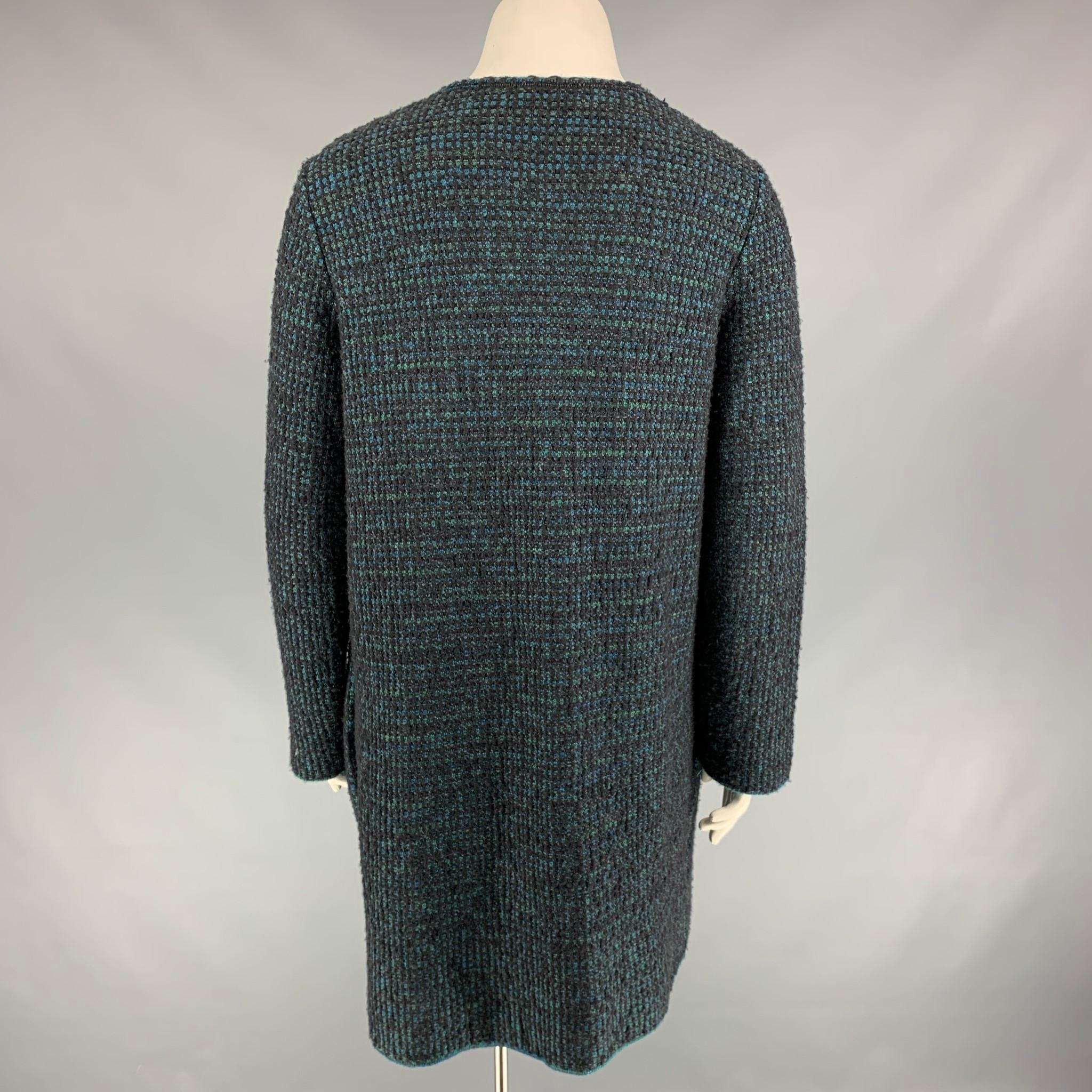 M MISSONI Size 8 Charcoal & Green Knitted Wool Blend Coat In Good Condition In San Francisco, CA