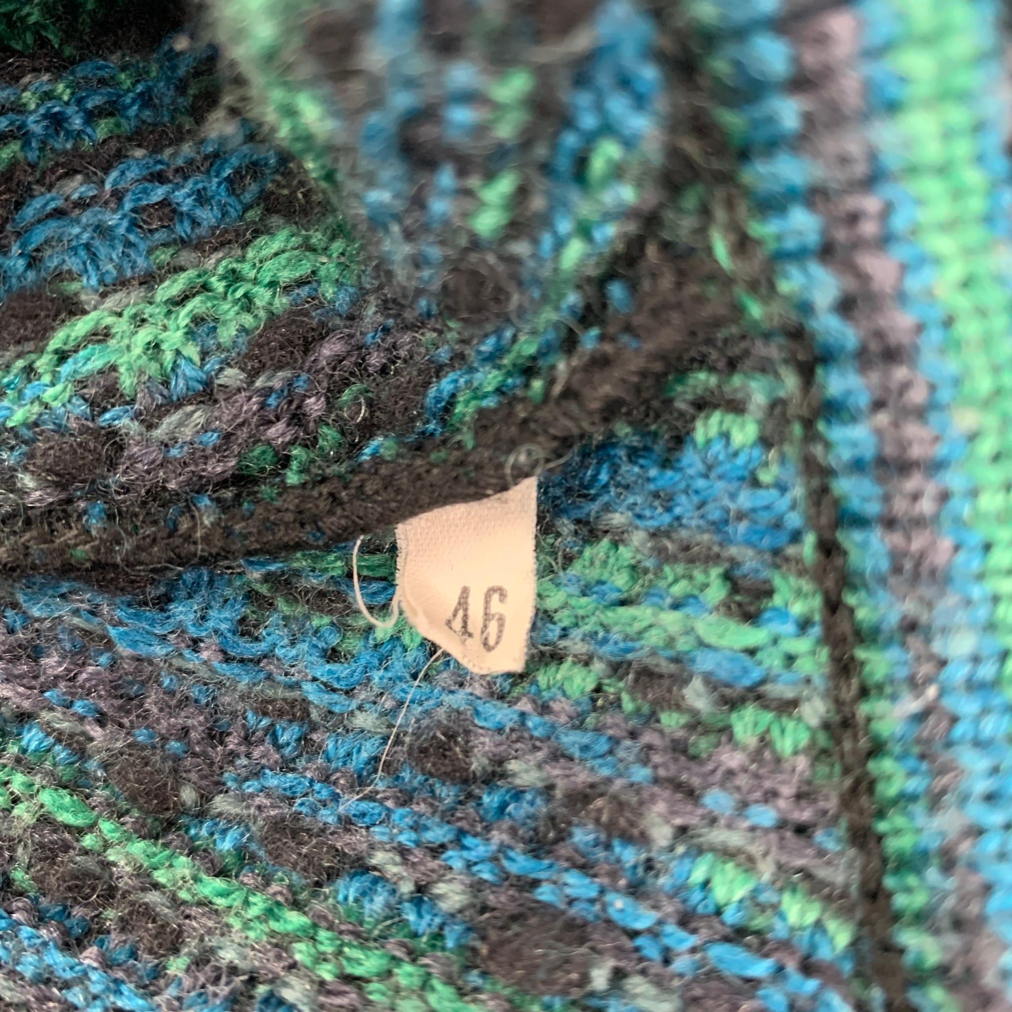 Women's M MISSONI Size 8 Charcoal & Green Knitted Wool Blend Coat