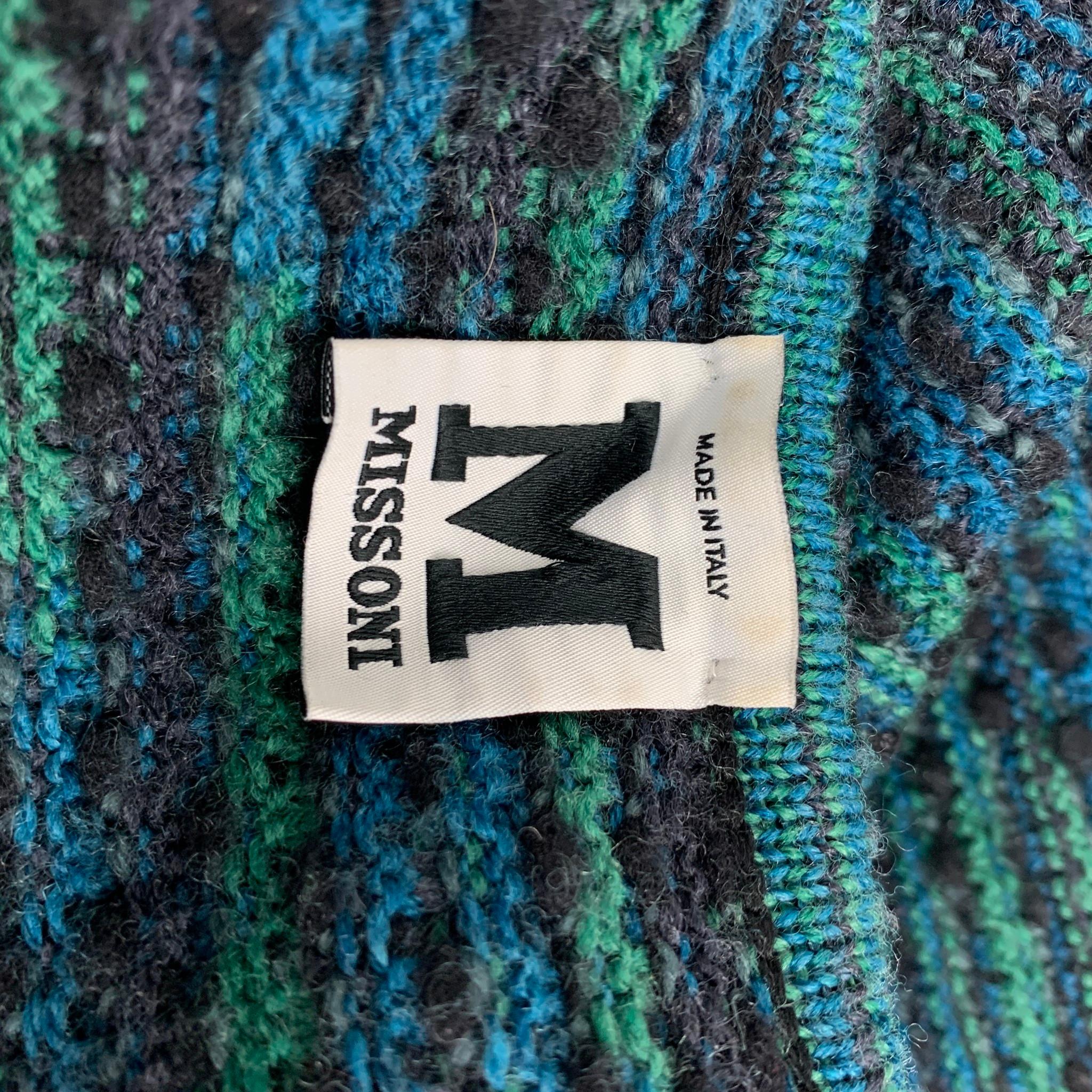 M MISSONI Size 8 Charcoal & Green Knitted Wool Blend Coat 1