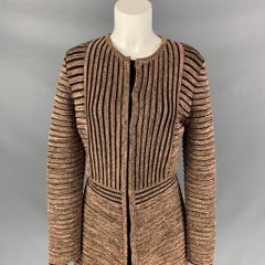 M MISSONI Size 8 Gold & Black Wool / Viscose Knitted Coat