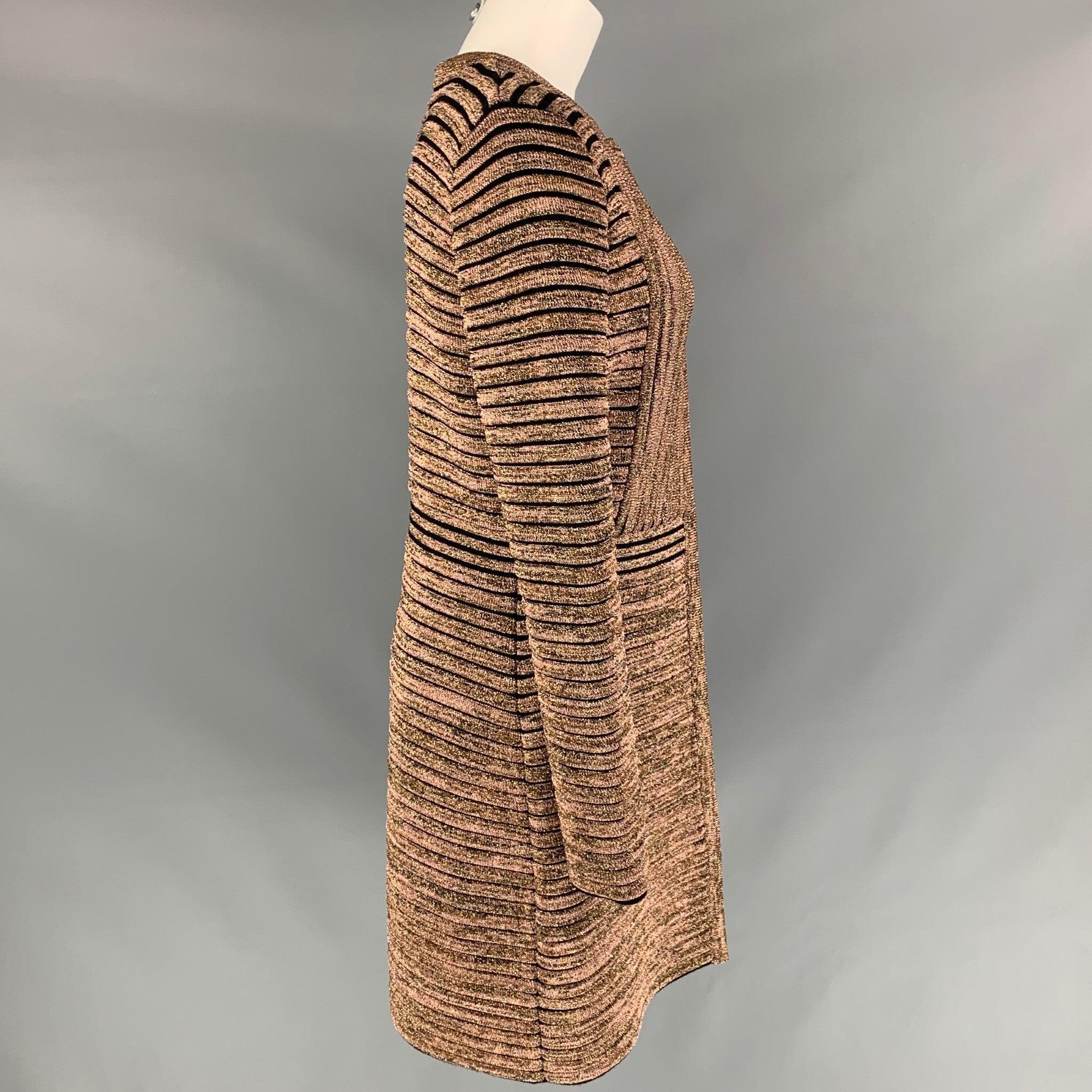 M MISSONI Size 8 Gold & Black Wool / Viscose Knitted Coat In Good Condition For Sale In San Francisco, CA