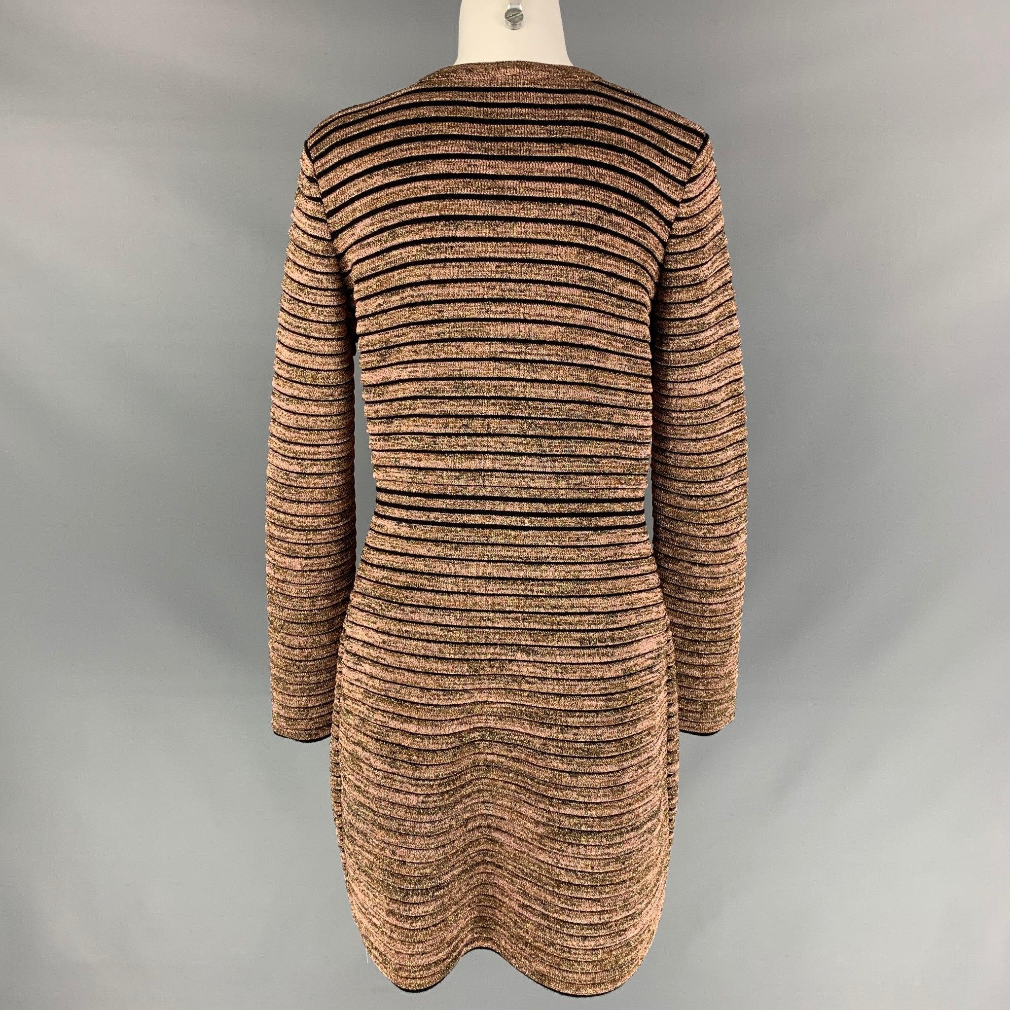 Women's M MISSONI Size 8 Gold & Black Wool / Viscose Knitted Coat For Sale