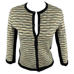 M MISSONI Size 8 Green Knitted Wool / Acrylic Buttoned Cardigan