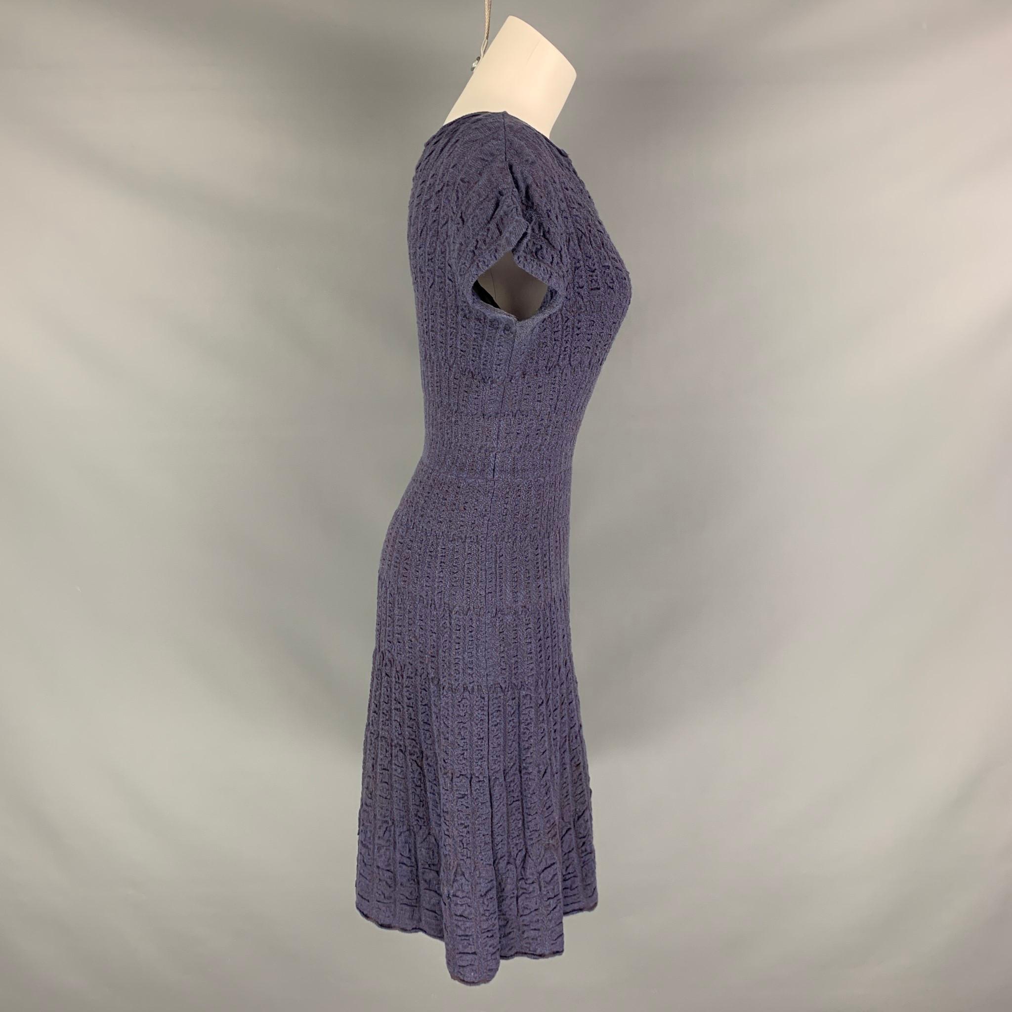 M MISSONI Size 8 Purple Merino wool blend Textured A-Line Dress In Good Condition In San Francisco, CA