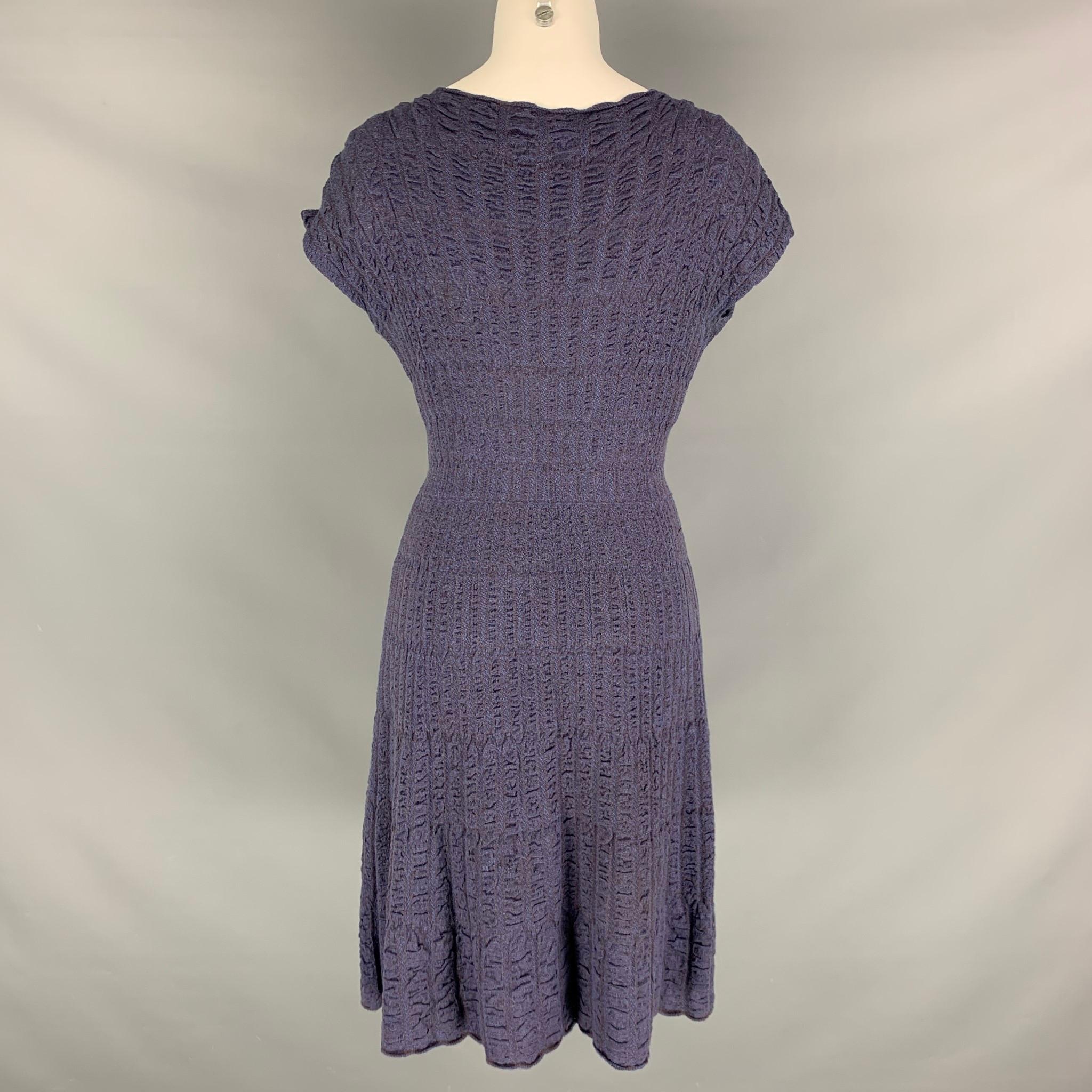 Women's M MISSONI Size 8 Purple Merino wool blend Textured A-Line Dress