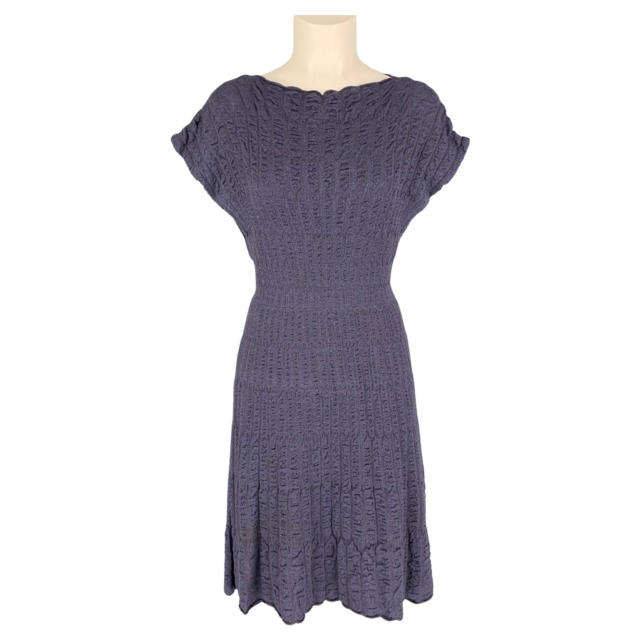 M MISSONI Size 8 Purple Merino wool blend Textured A-Line Dress