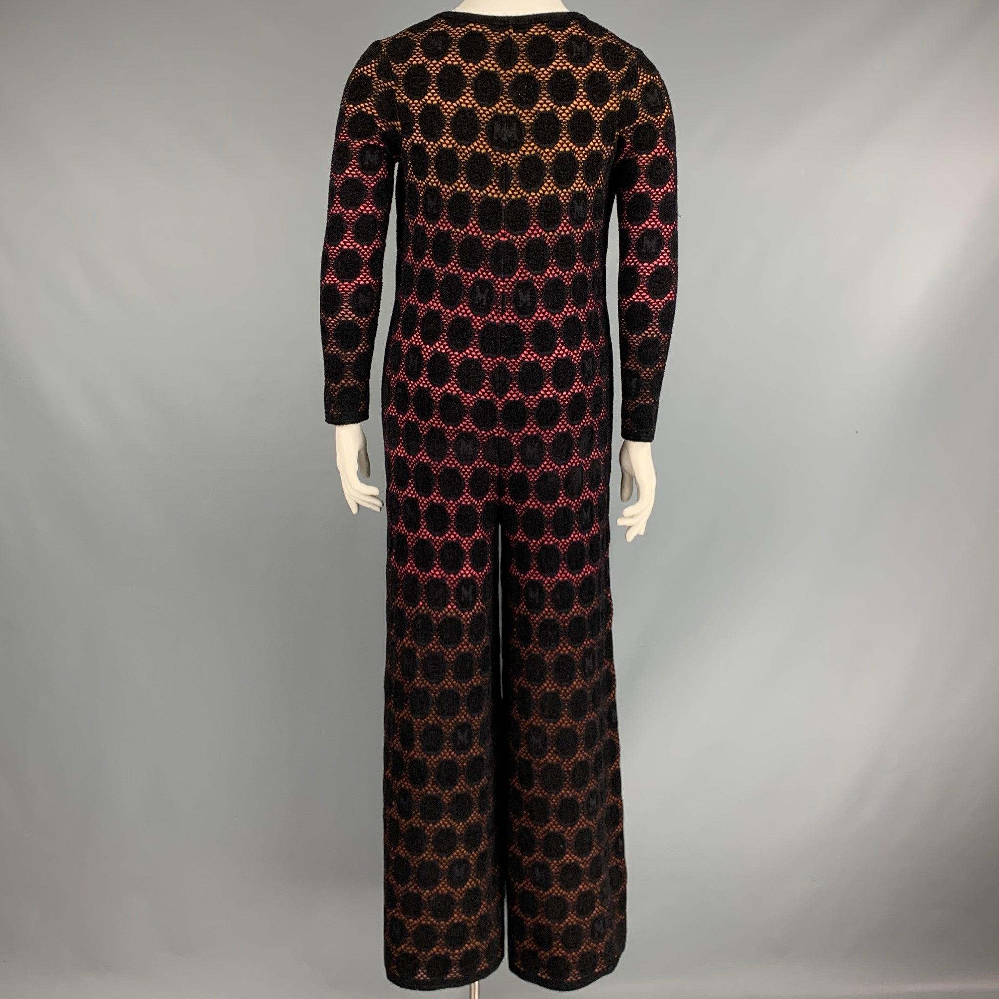 M MISSONI Size L Black Yellow Pink Knit Wide Leg Jumpsuit In Excellent Condition For Sale In San Francisco, CA