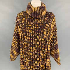 M MISSONI Size M Gold & Purple Knitted Wool Blend Oversized Turtleneck Sweater