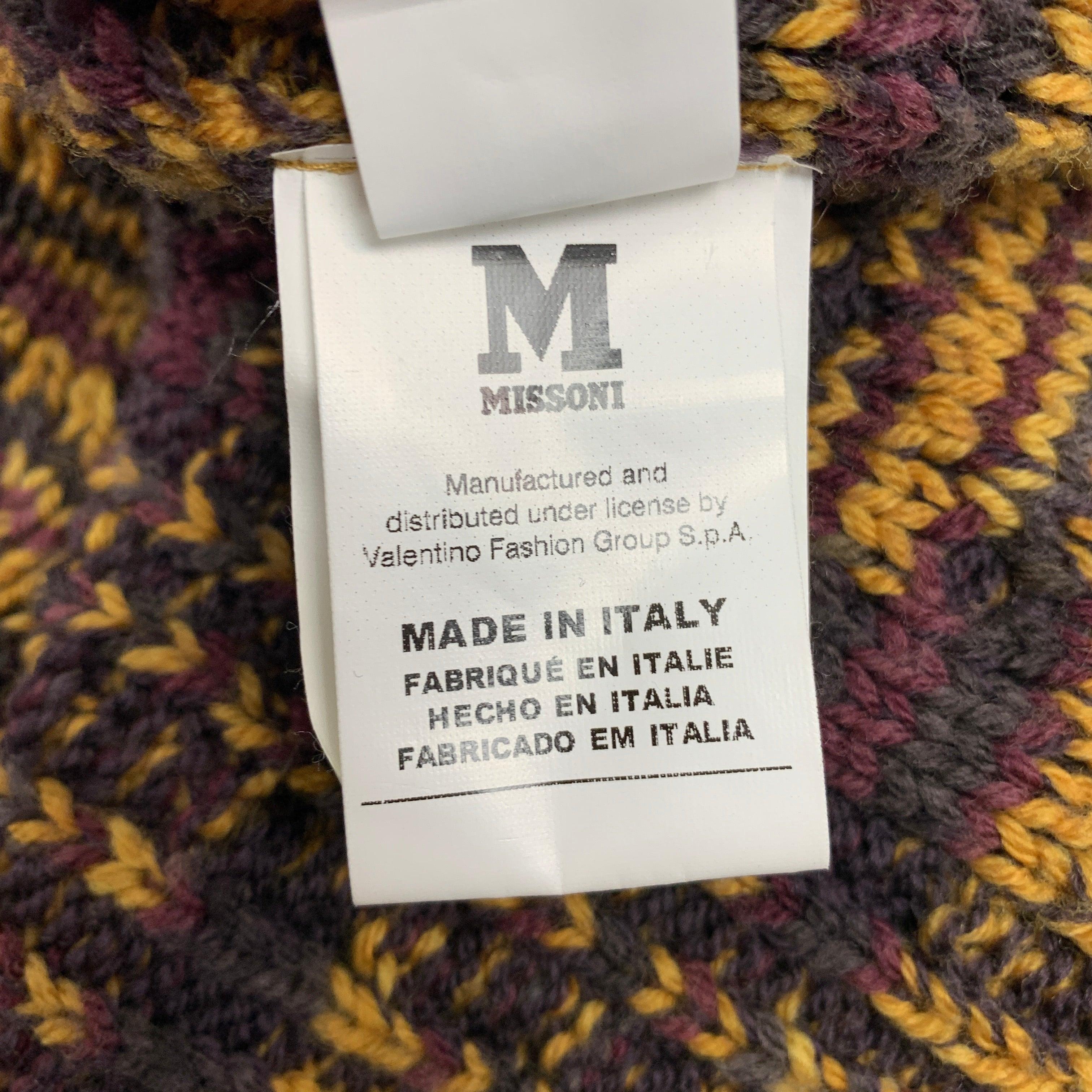 M MISSONI Size M Gold & Purple Knitted Wool Blend Oversized Turtleneck Sweater For Sale 2