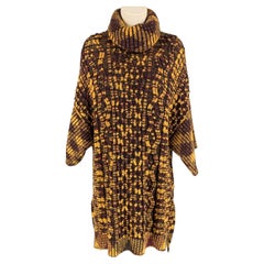 M MISSONI Size M Gold & Purple Knitted Wool Blend Oversized Turtleneck Sweater