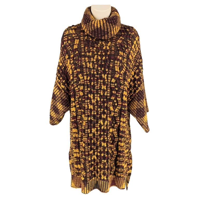 M MISSONI Size M Gold and Purple Knitted Wool Blend Oversized ...