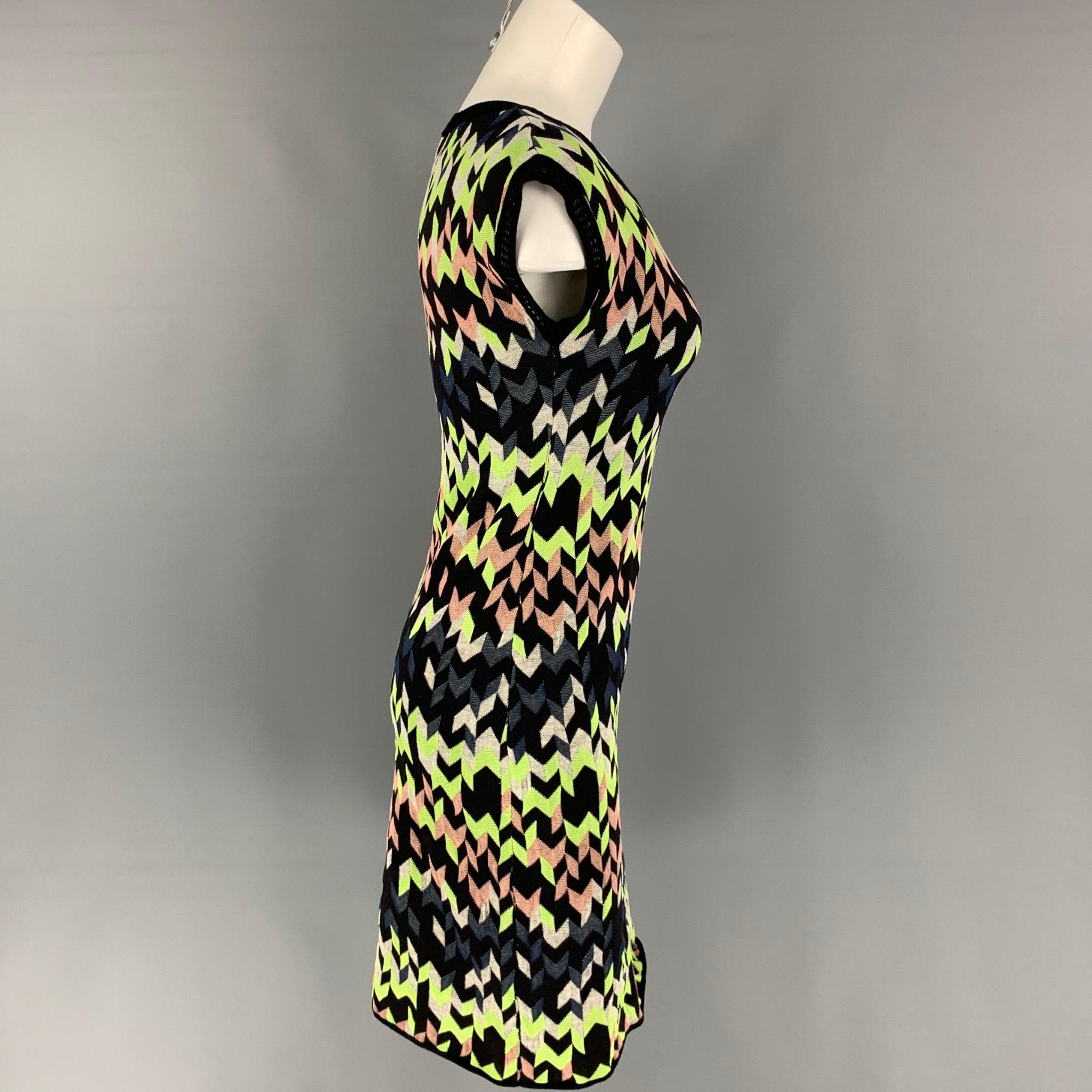 Black M MISSONI Size M Multi-Color Geometric Knitted Scoop Neck Dress