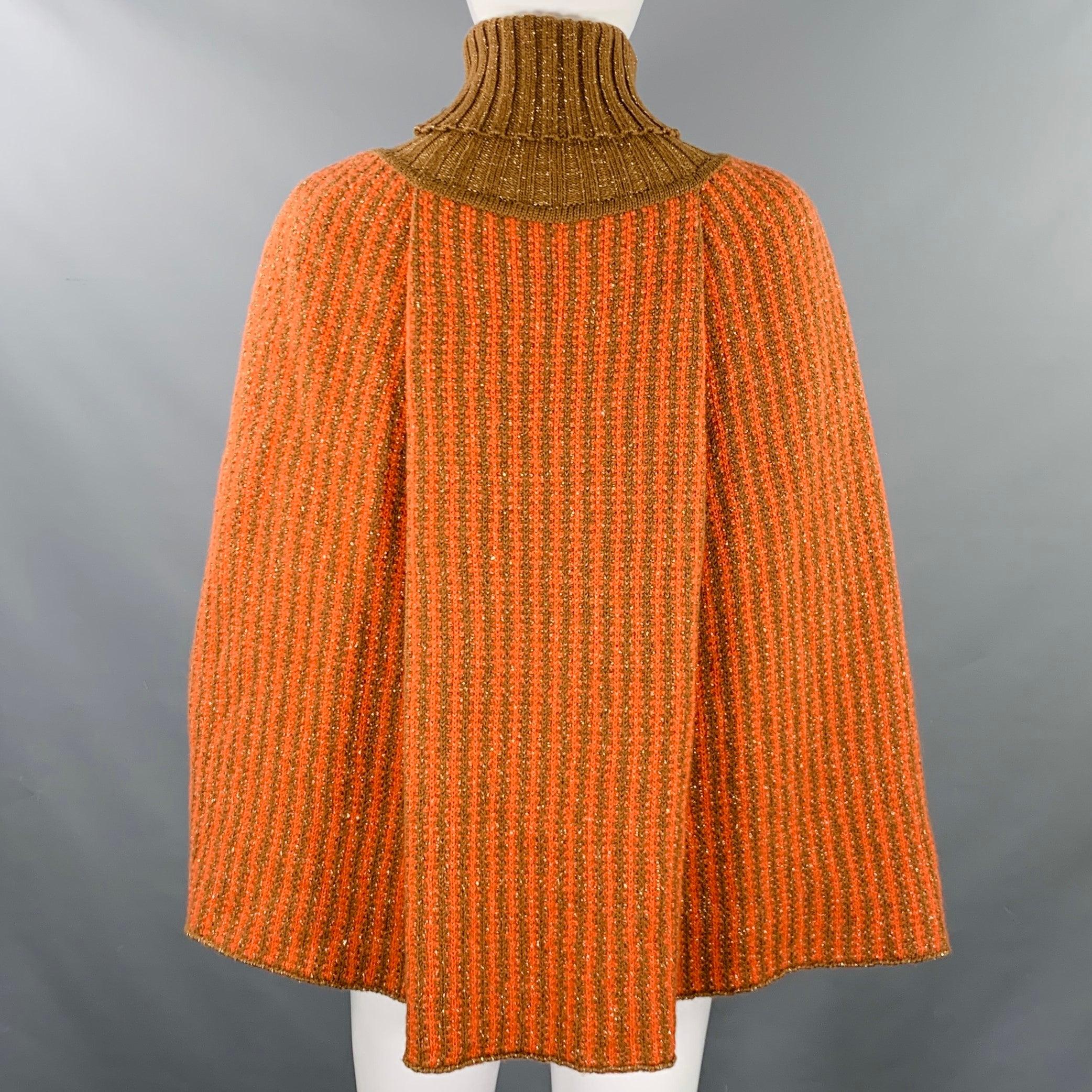 Orange M MISSONI Taille S Cape à col roulé à rayures orange et marron en vente
