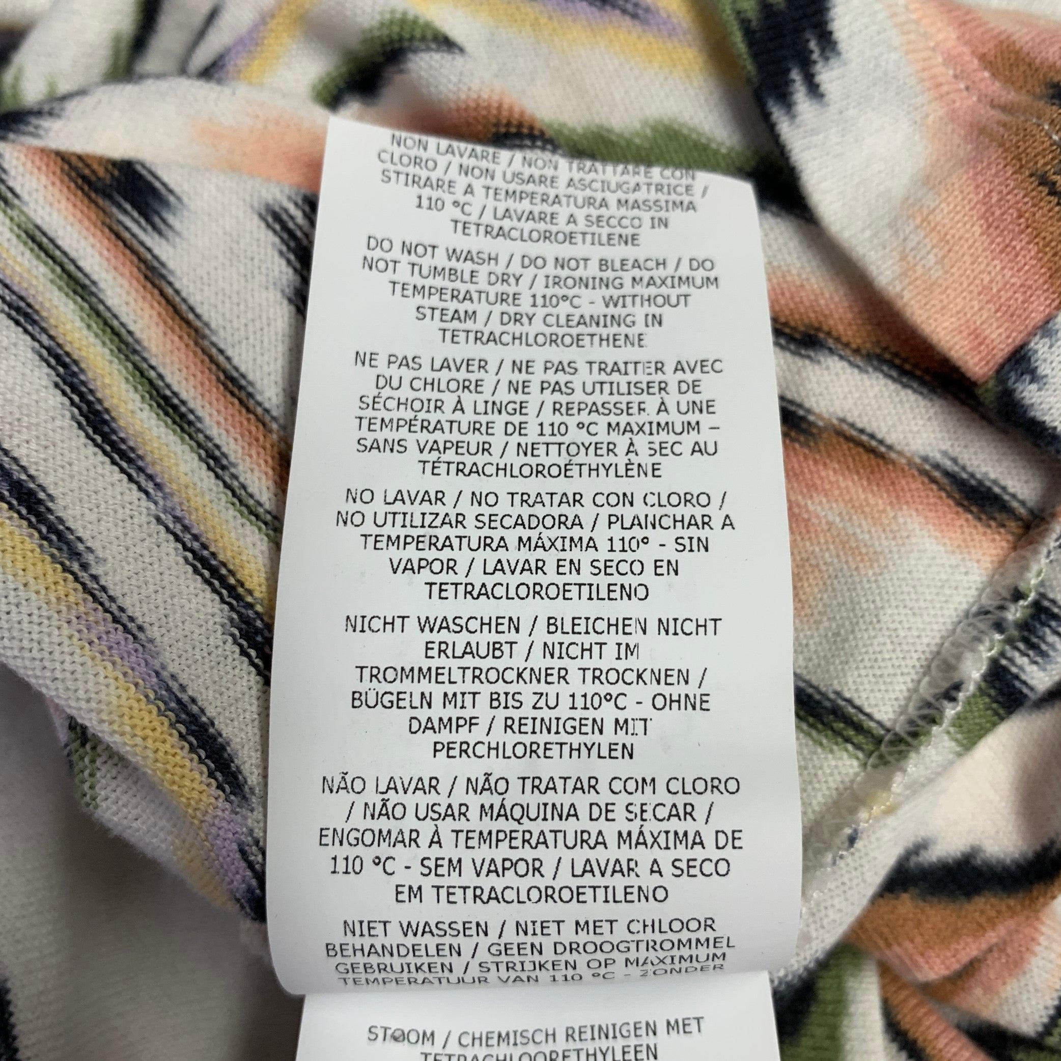 M MISSONI Size XL White Multi Color Zig Zag Cotton Crew Neck T-shirt For Sale 2