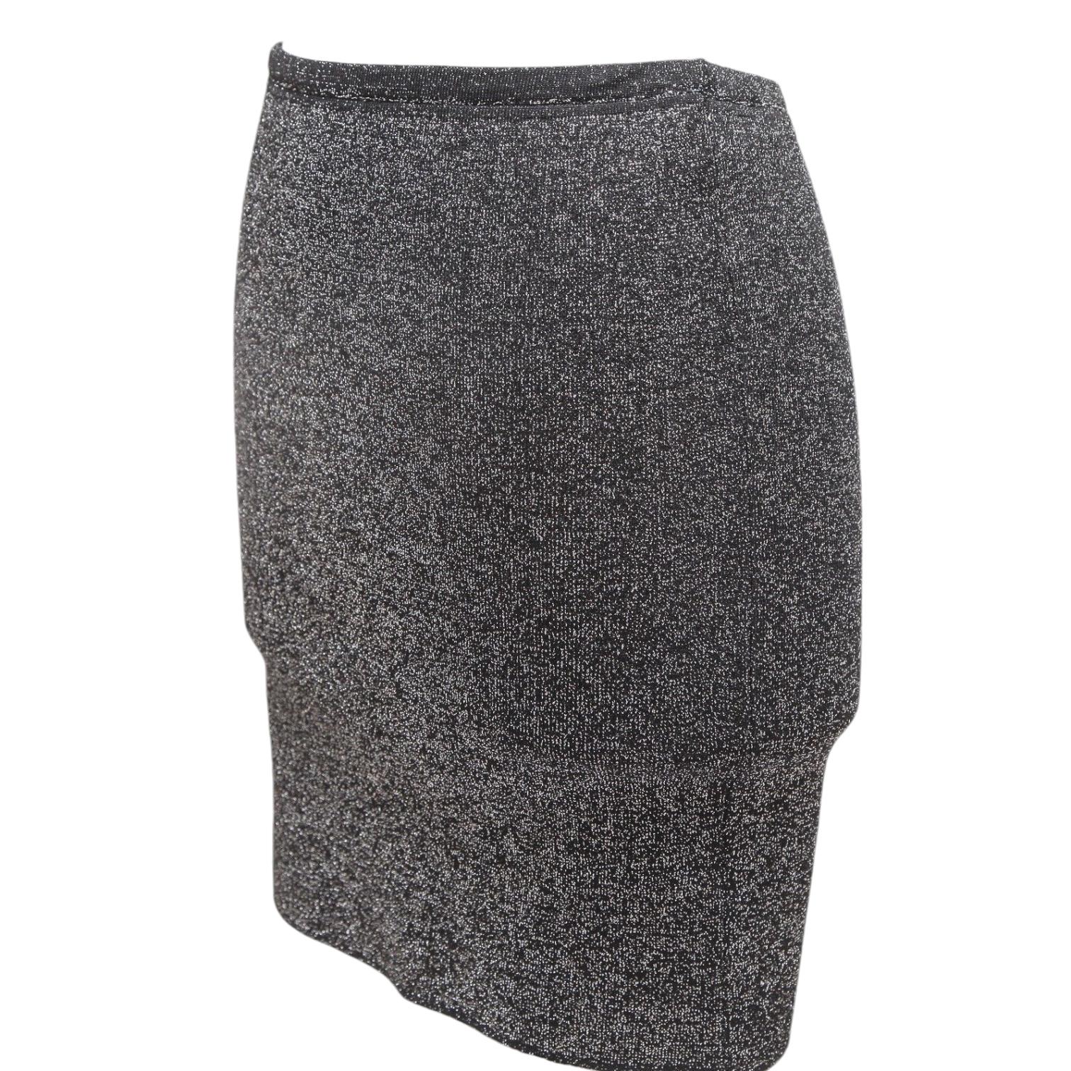 M MISSONI Falda Negro Plata Metalizado Mini Tubo Sz 40 en Excelente estado para la venta en Hollywood, FL