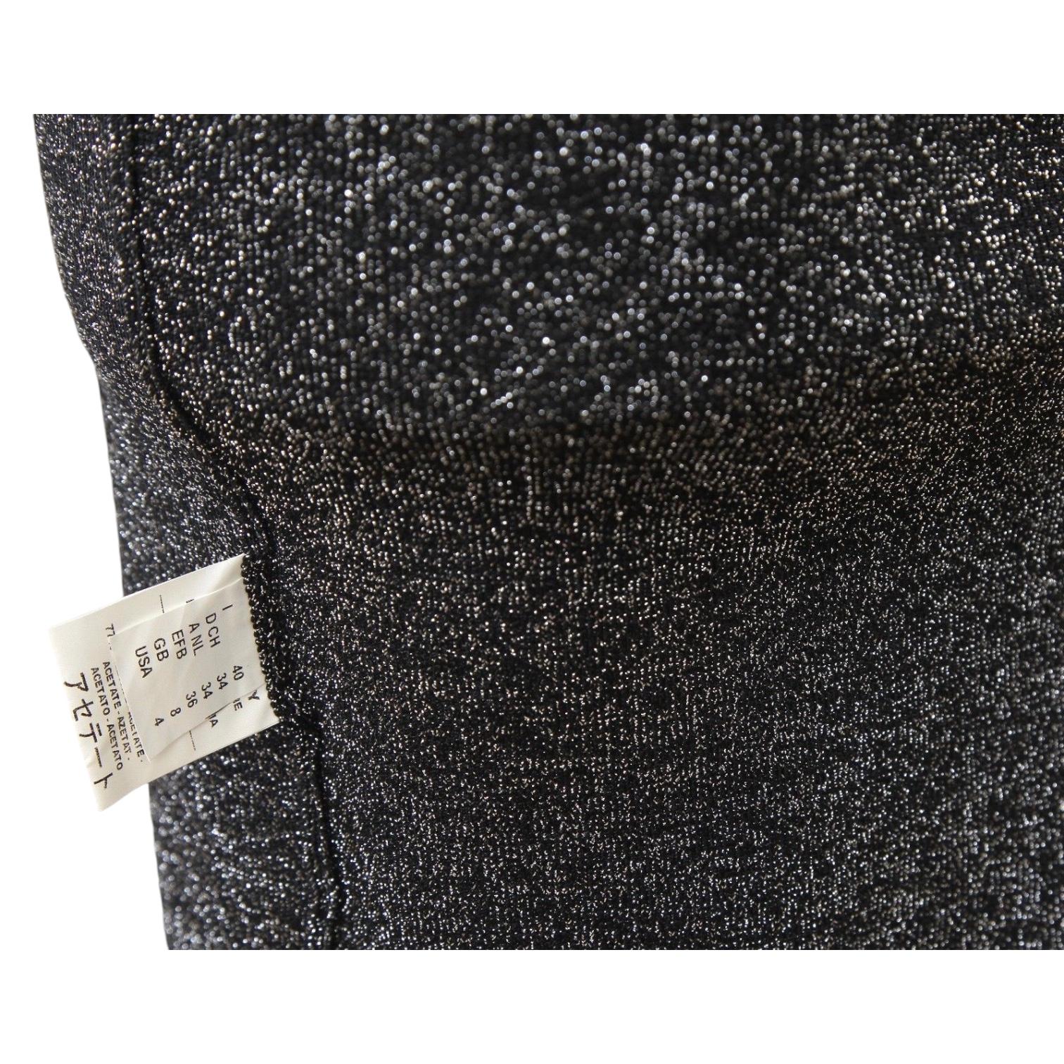 M MISSONI Falda Negro Plata Metalizado Mini Tubo Sz 40 en venta 2