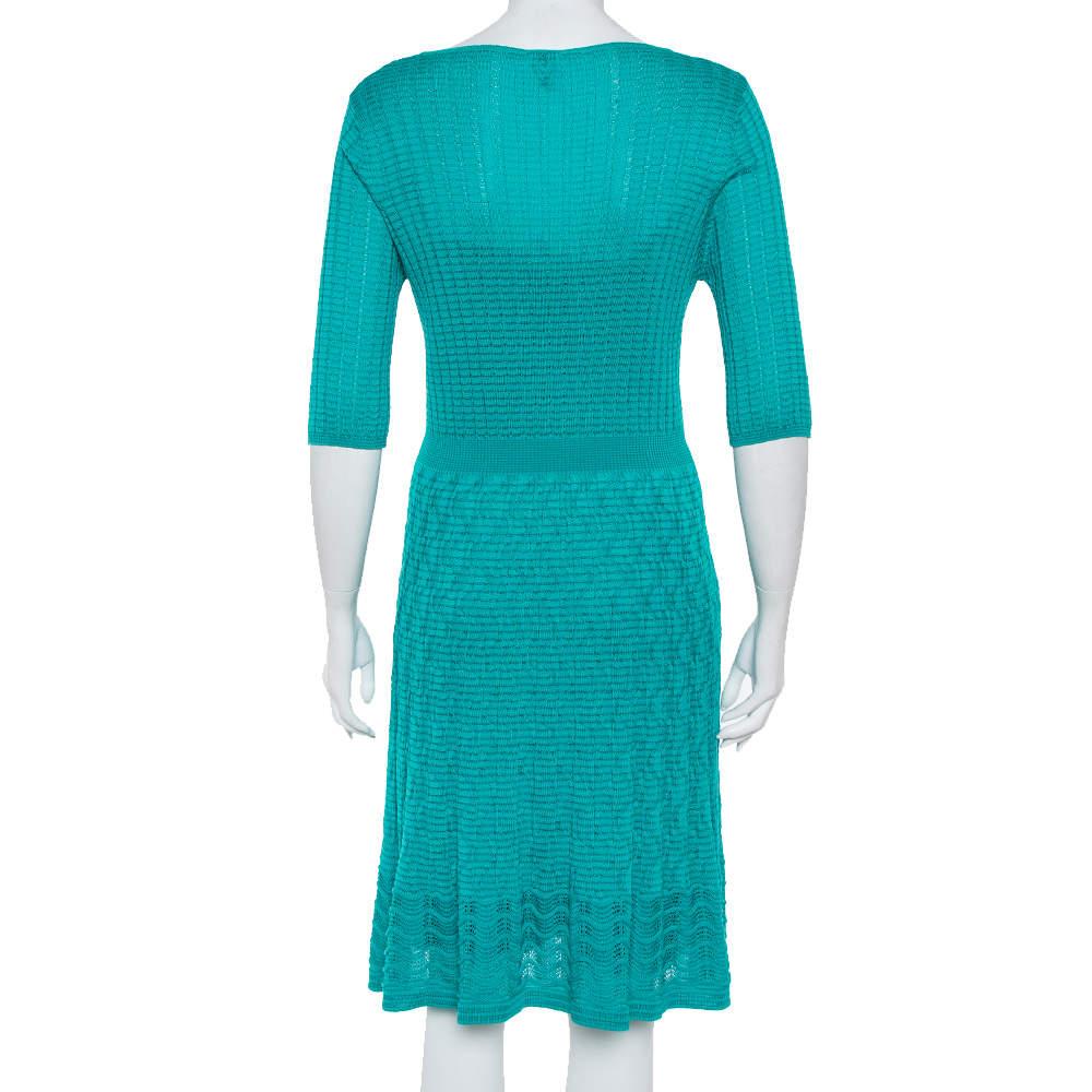 M Missoni Vestido de punto verde turquesa con cuello redondo L Verde