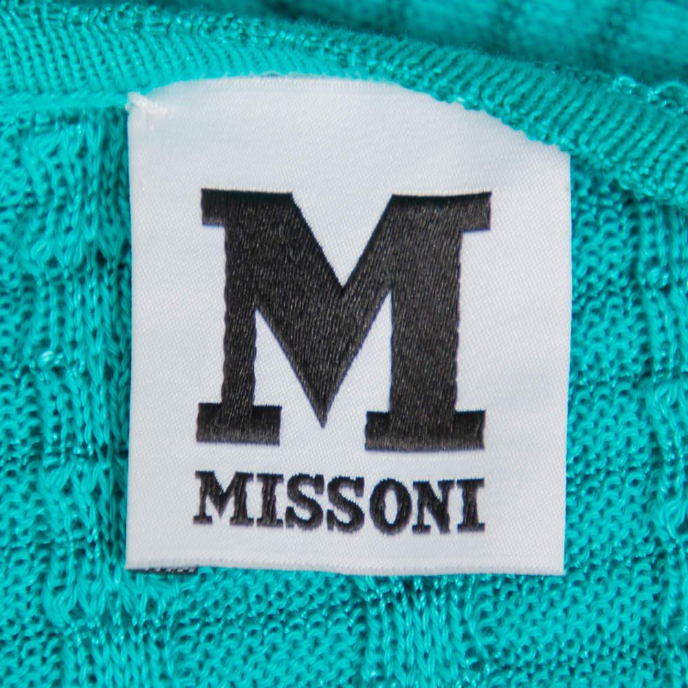 De las mujeres M Missoni Vestido de punto verde turquesa con cuello redondo L
