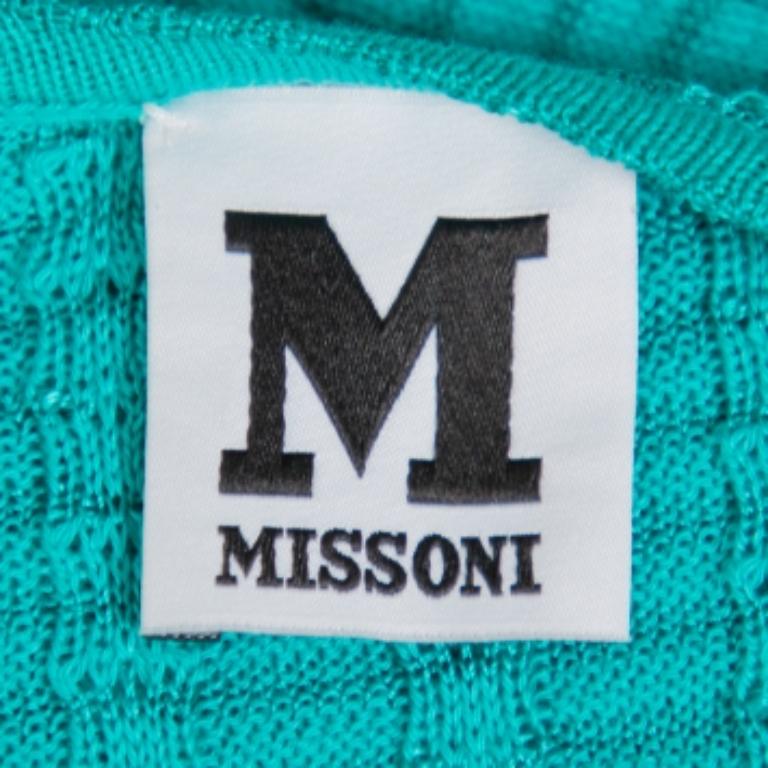 M Missoni Teal Green Knit Scoop Neck Skater Dress L For Sale 1