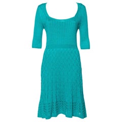 M Missoni Vestido de punto verde turquesa con cuello redondo L