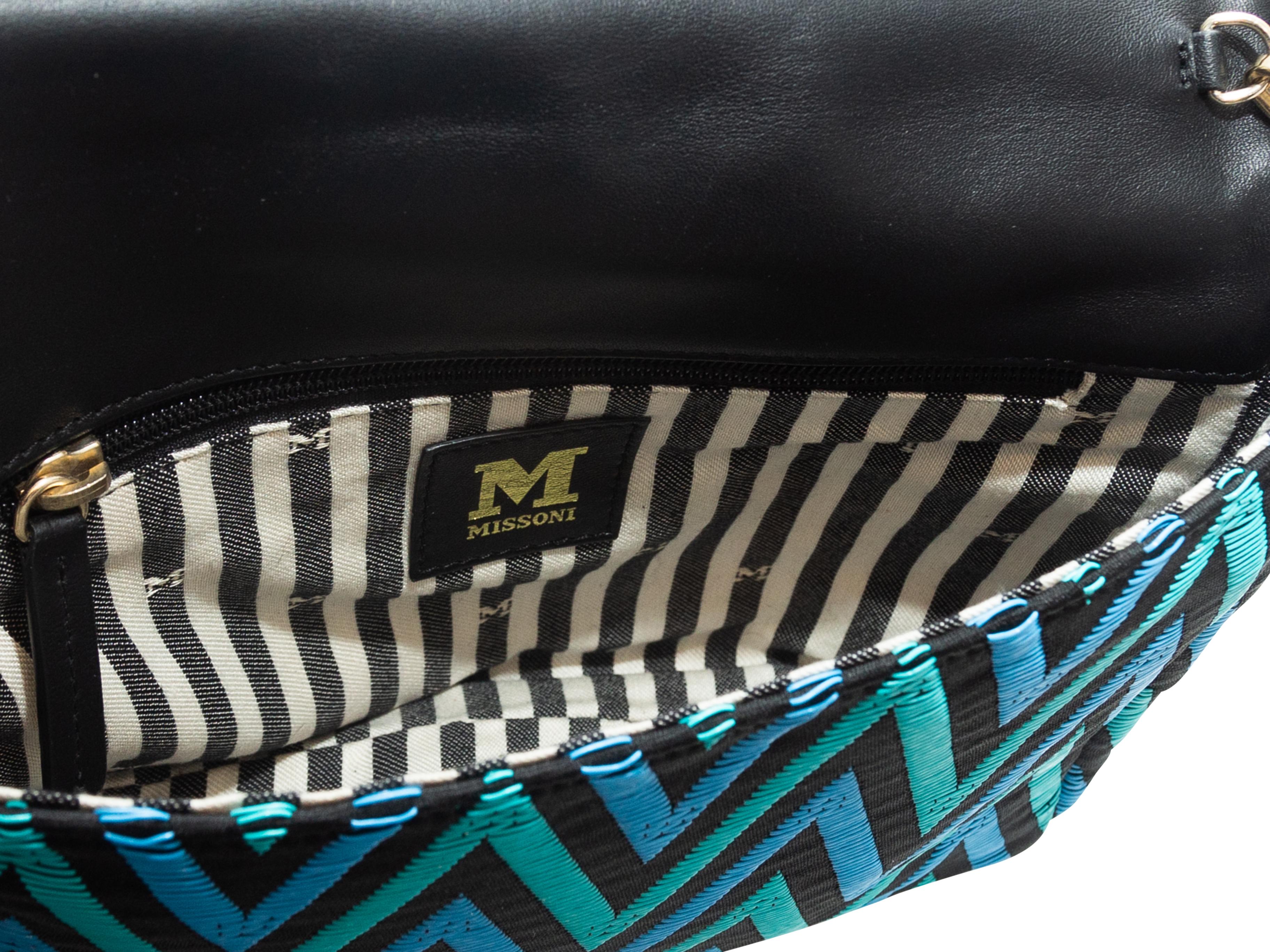Black M Missoni Teal & Multicolor Chevron Shoulder Bag