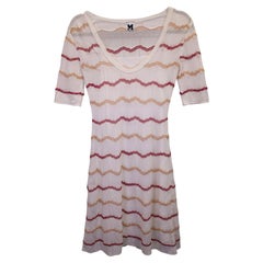 M Missoni Wave Stripe Dress in White Viscose