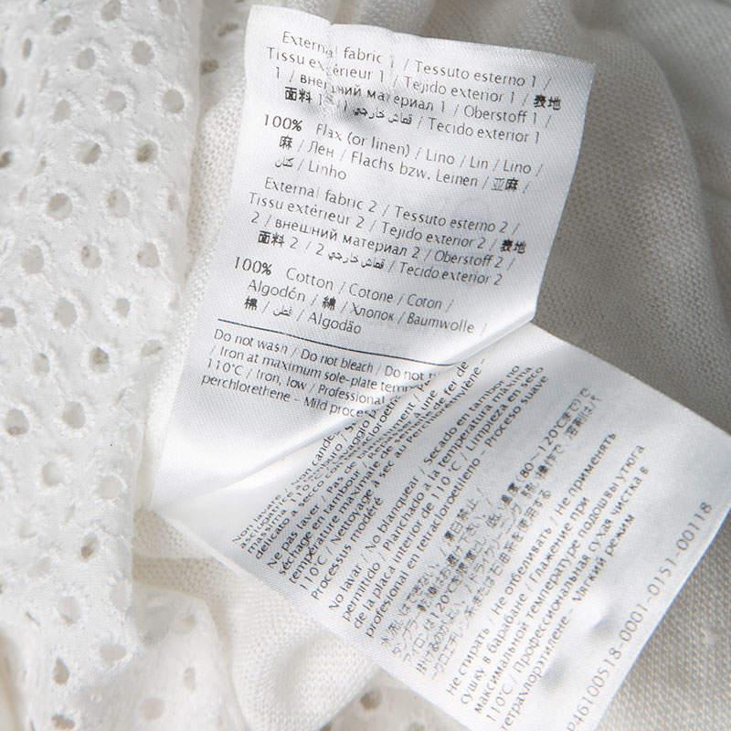 M Missoni White Knit Eyelet Panel Detail Short Sleeve Top M For Sale 3