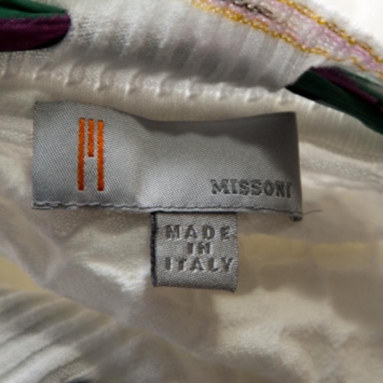 M Missoni White Textured Knit Scarf Detail Top S (Grau) im Angebot