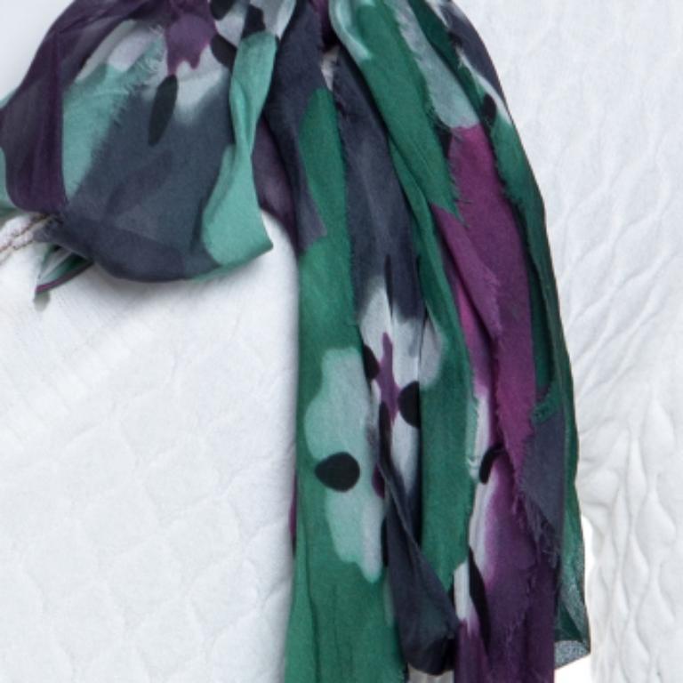 M Missoni White Textured Knit Scarf Detail Top S im Zustand „Gut“ im Angebot in Dubai, Al Qouz 2