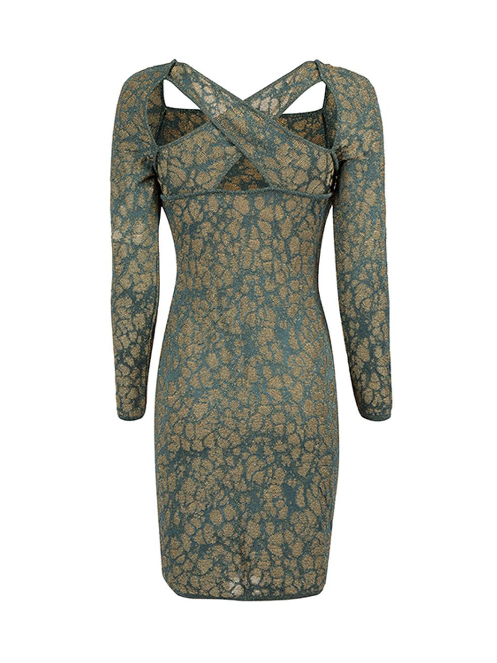 M Missoni Women's Green Metallic Abstract Pattern Mini Dress In New Condition In London, GB