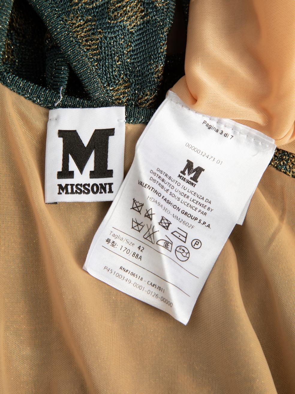 M Missoni Women's Green Metallic Abstract Pattern Mini Dress 1