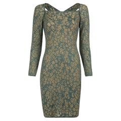 M Missoni Women's Green Metallic Abstract Pattern Mini Dress