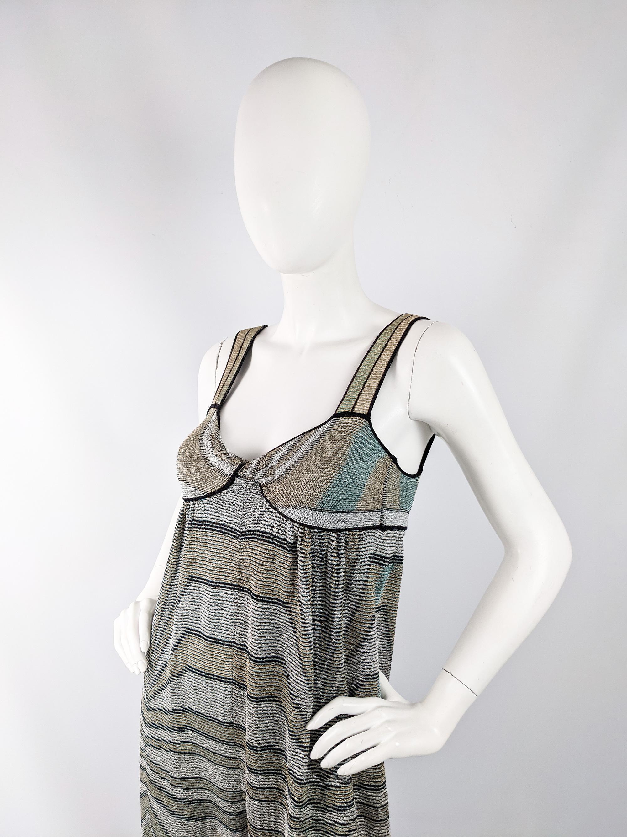 M Missoni Womens Sleeveless Lurex Knit Jumpsuit In Good Condition For Sale In Doncaster, South Yorkshire