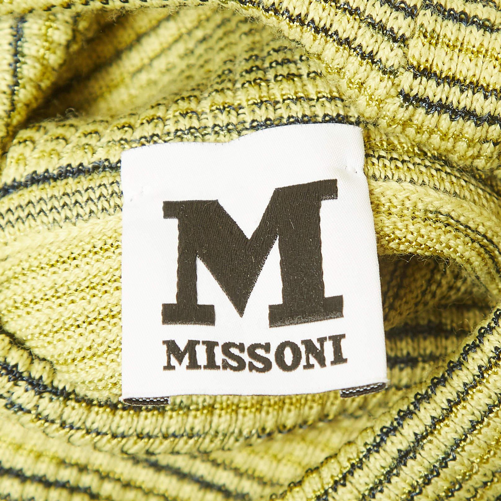 M Missoni Gelb/Braun Gemusterter Strickpullover mit Rollkragen L Damen im Angebot