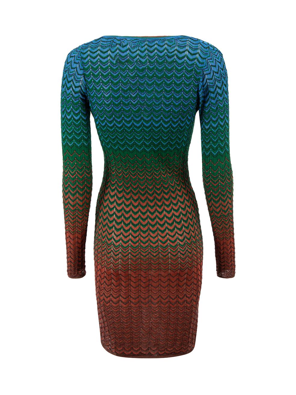 M Missoni Zigzag Knit V-Neck Dress Size S In Good Condition For Sale In London, GB