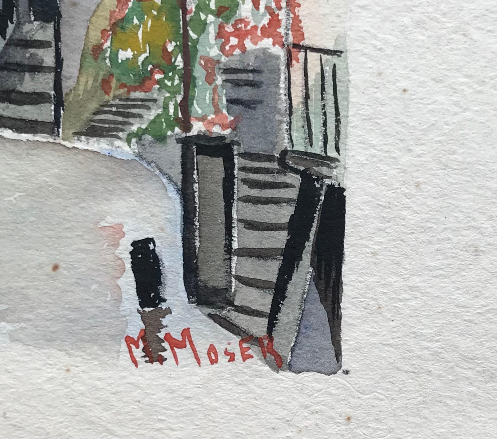 Gandria di Moser - Acquerello su carta 17x24 cm - Painting Moderno di M. Moser