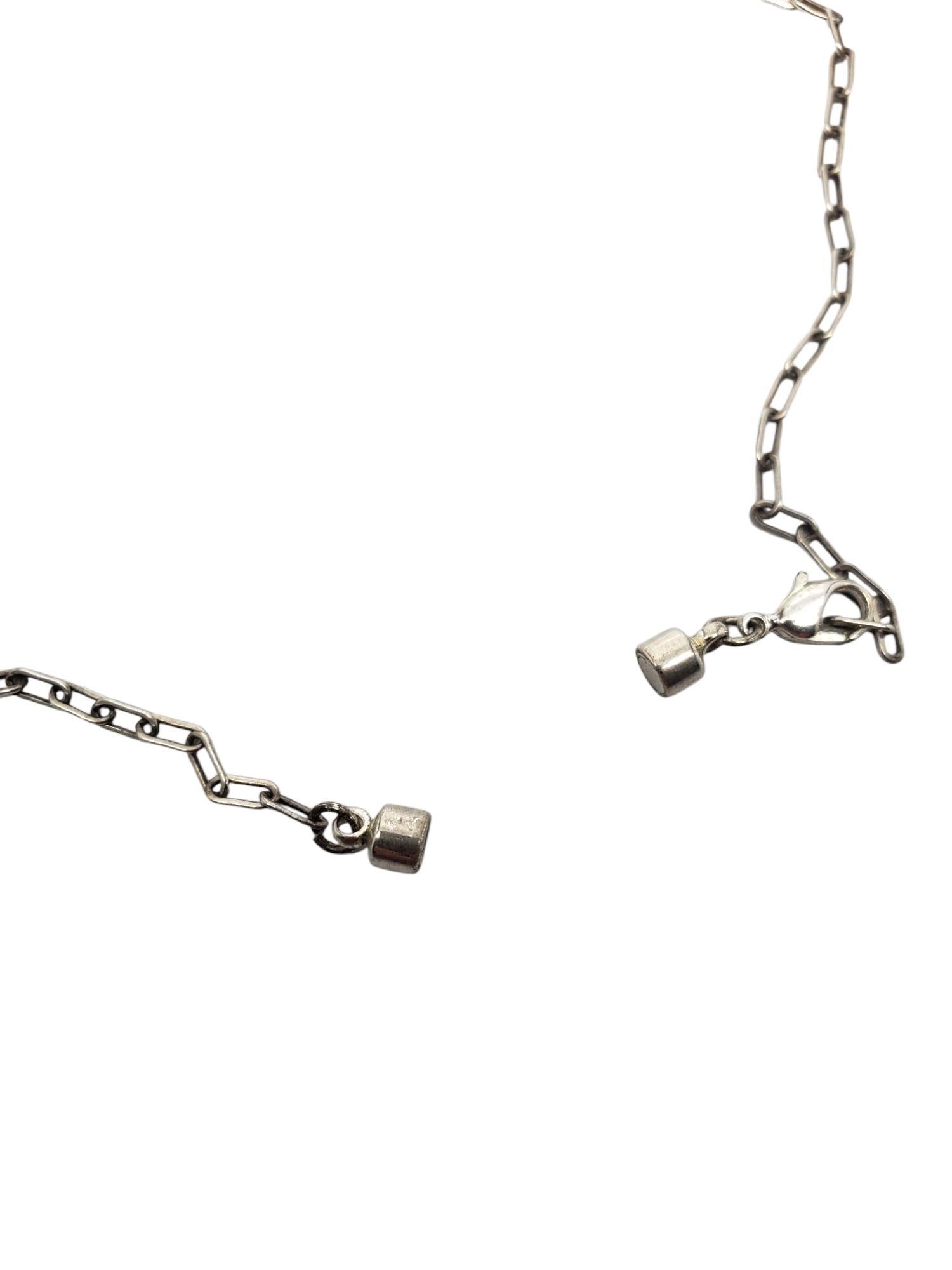 M. A. Silver Collier à pendentifs en argent sterling avec plumes de turquoise du sud-ouest #21600 en vente 1
