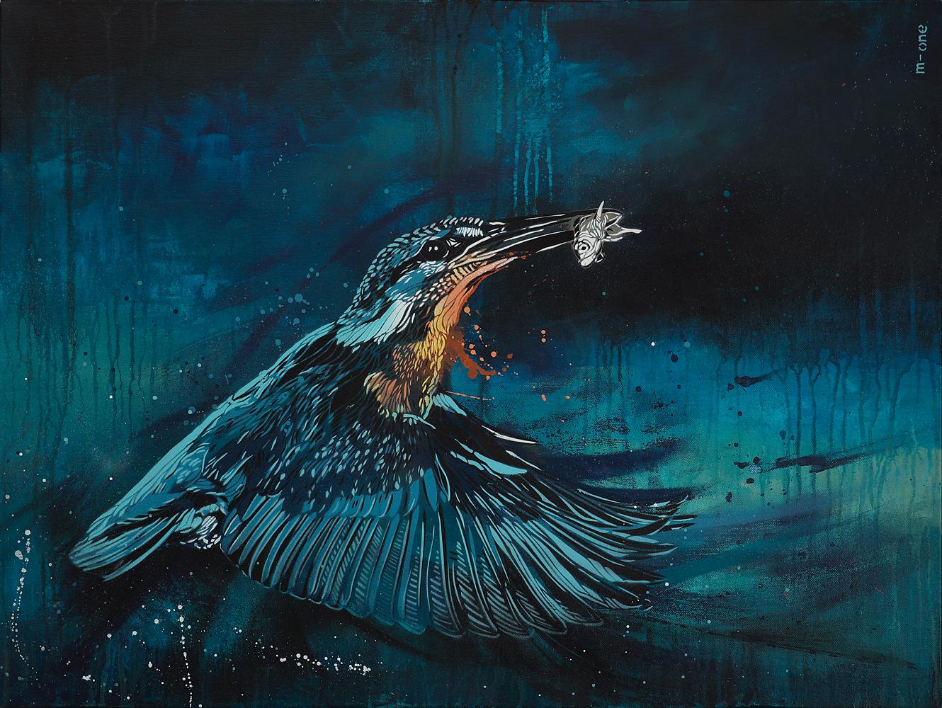 M-One Portrait Painting - Kingfisher