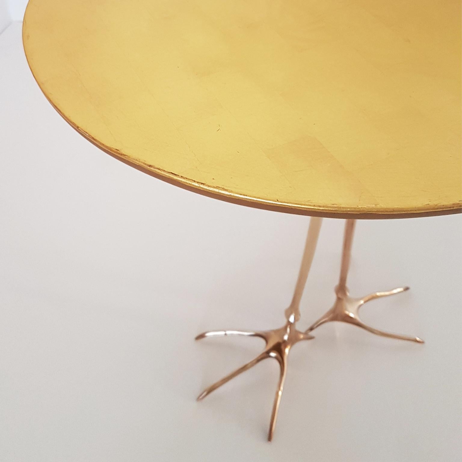 M. Oppenheim Traccia Gold Leaf Italian Simon Gavina Coffee Table with Bronze Leg 8