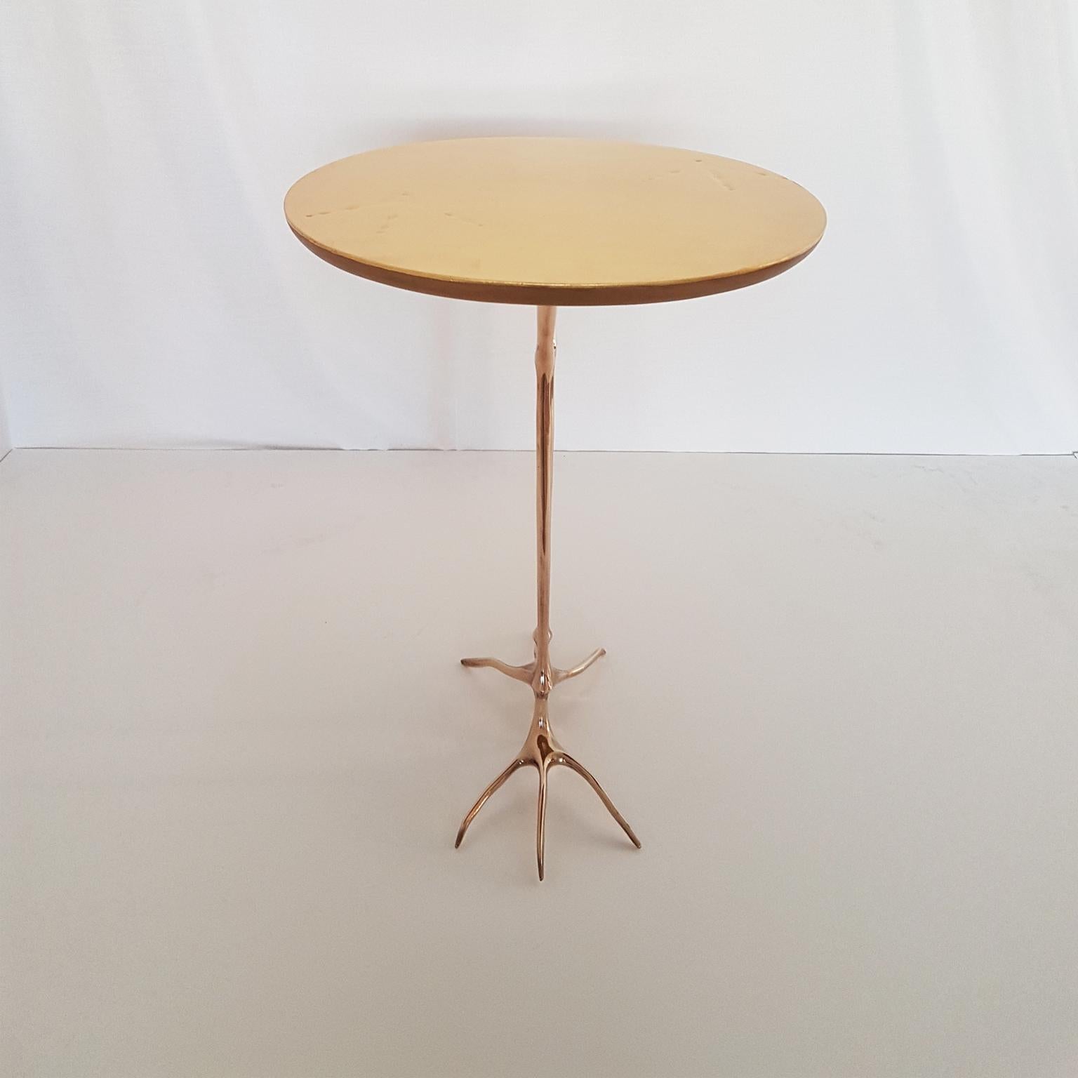 M. Oppenheim Traccia Gold Leaf Italian Simon Gavina Coffee Table with Bronze Leg 11