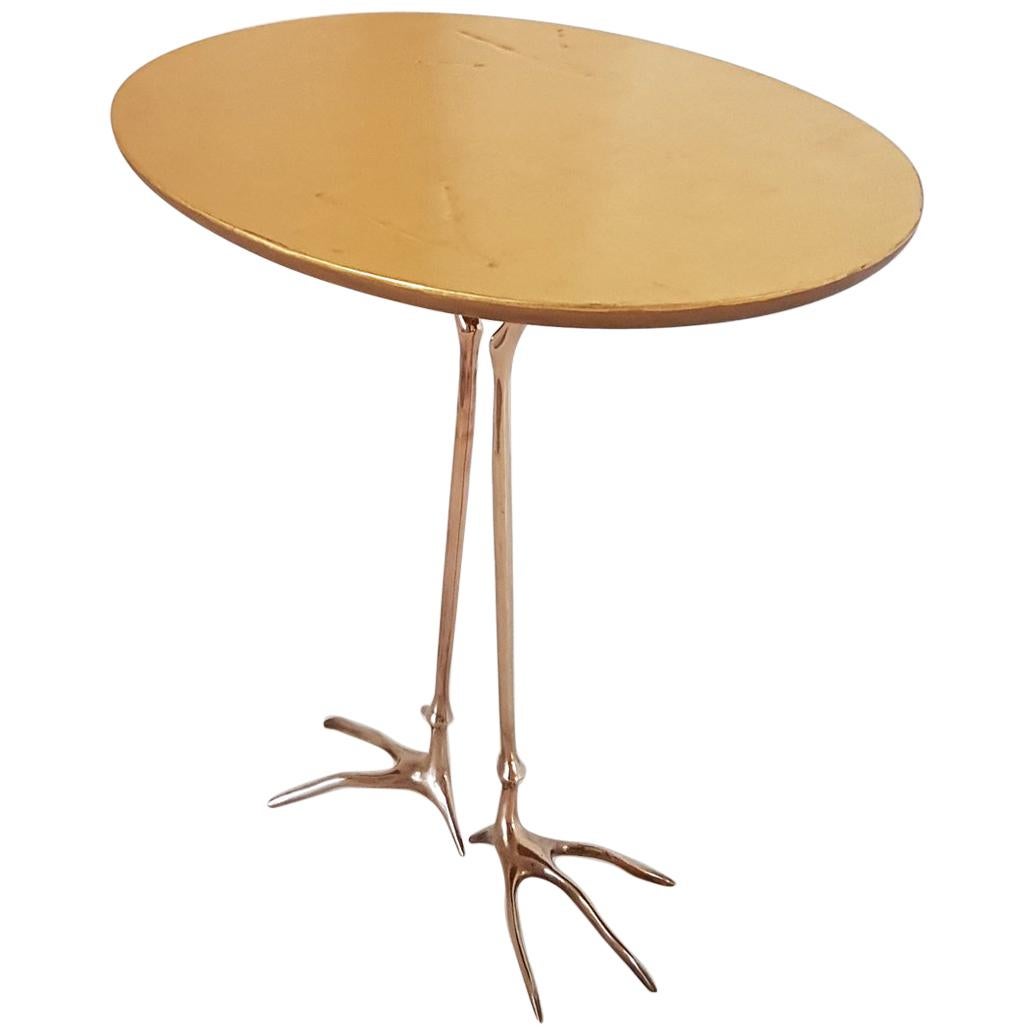 M. Oppenheim Traccia Gold Leaf Italian Simon Gavina Coffee Table with Bronze Leg