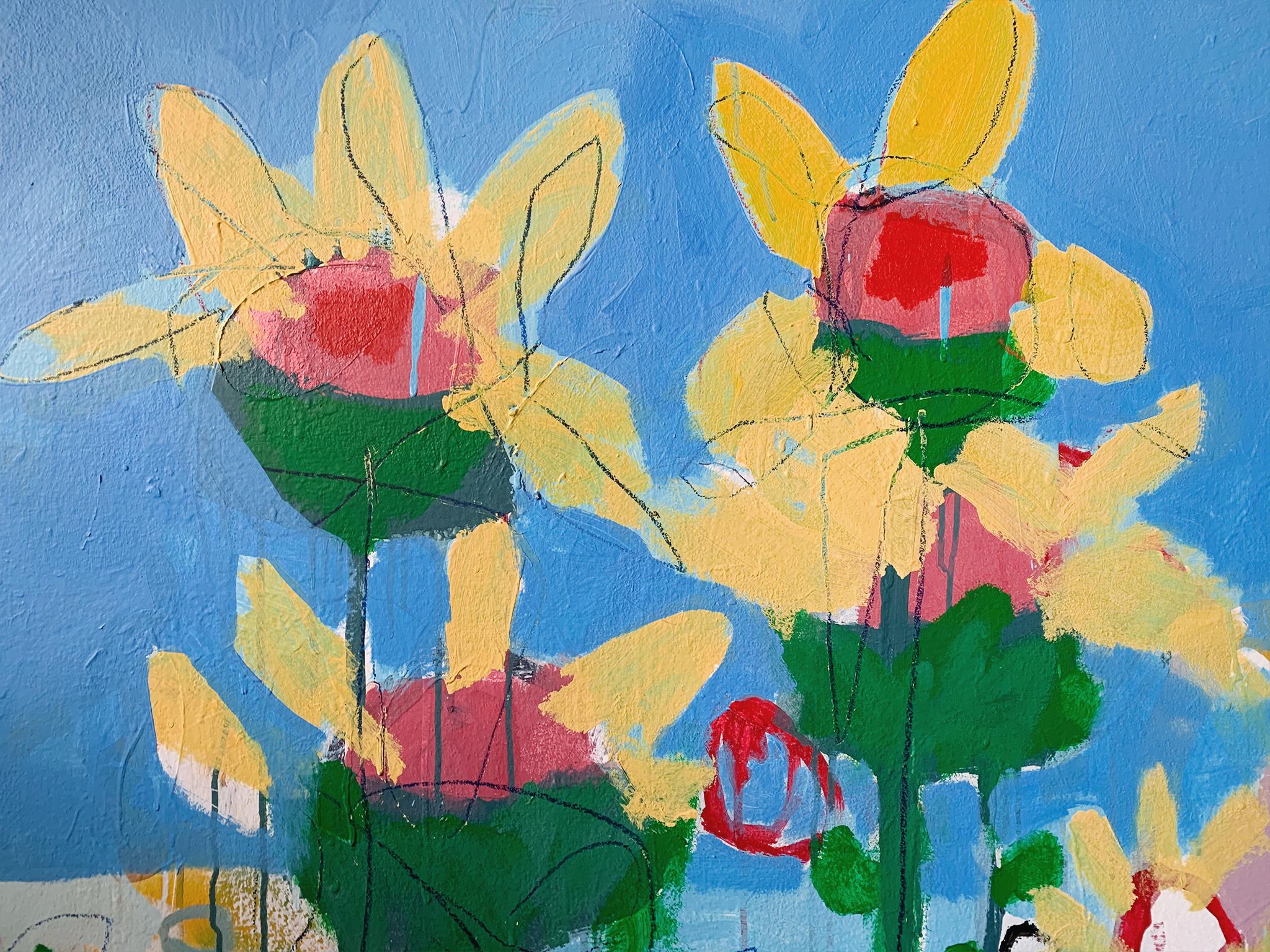 American M. P. Landis Landscape Painting 'Yellow Flowers & Blue Sky' For Sale