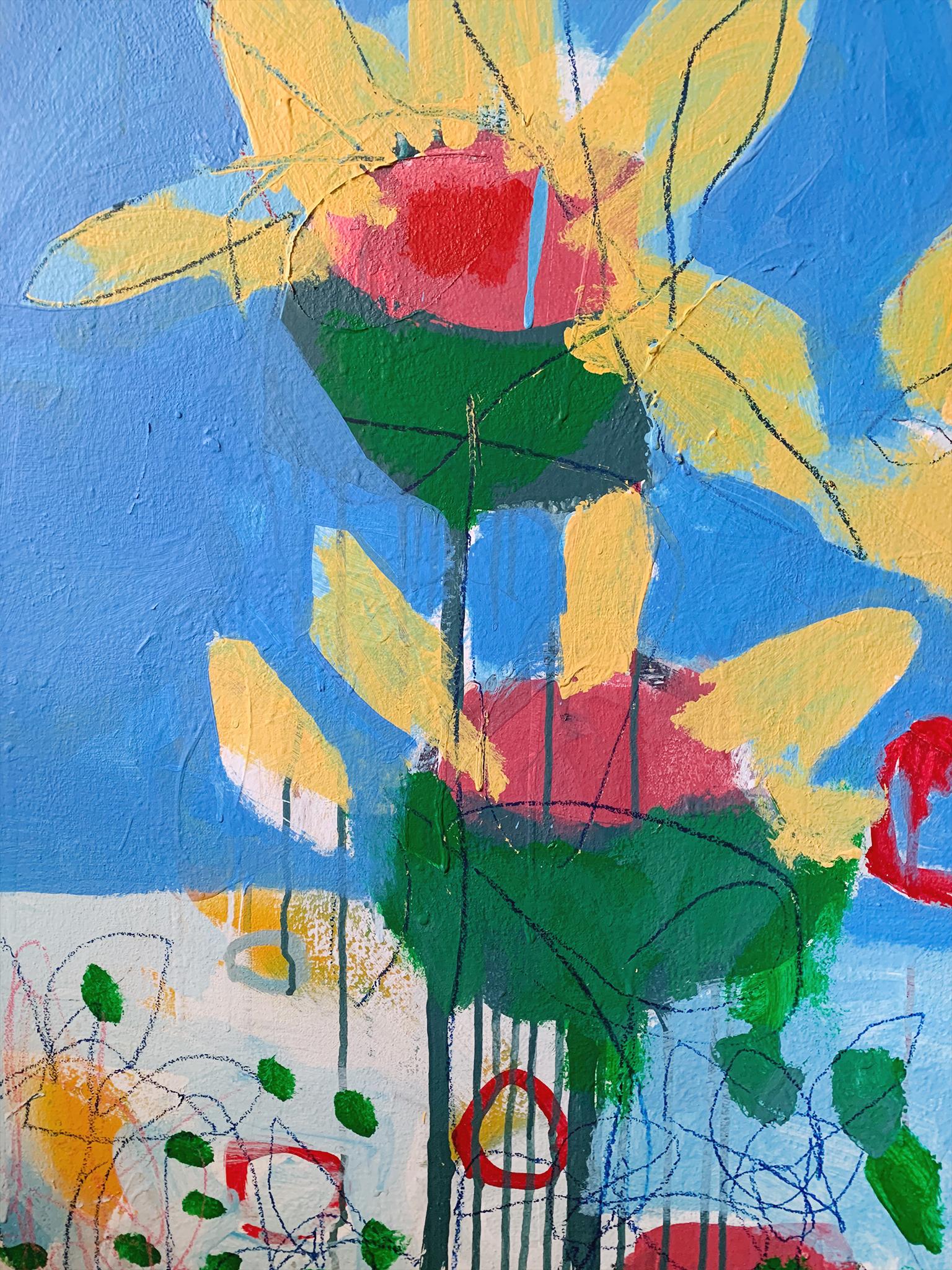 M. P. Landis Landscape Painting 'Yellow Flowers & Blue Sky' In New Condition For Sale In New York, NY