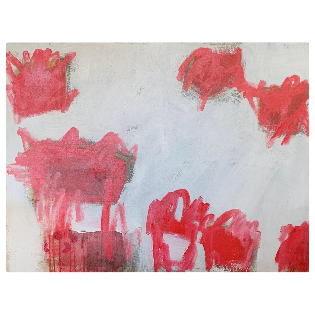 Tableau abstrait rouge et blanc de M. P. Landis en vente