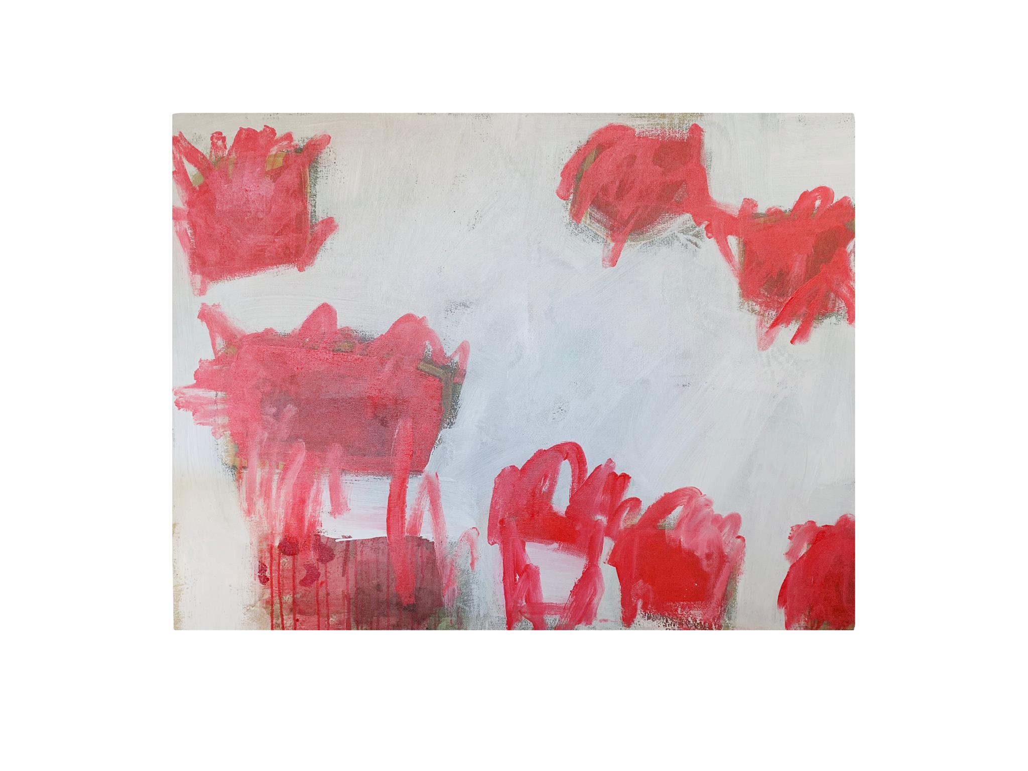 M. P. Landis Red 
White Abstract Painting
