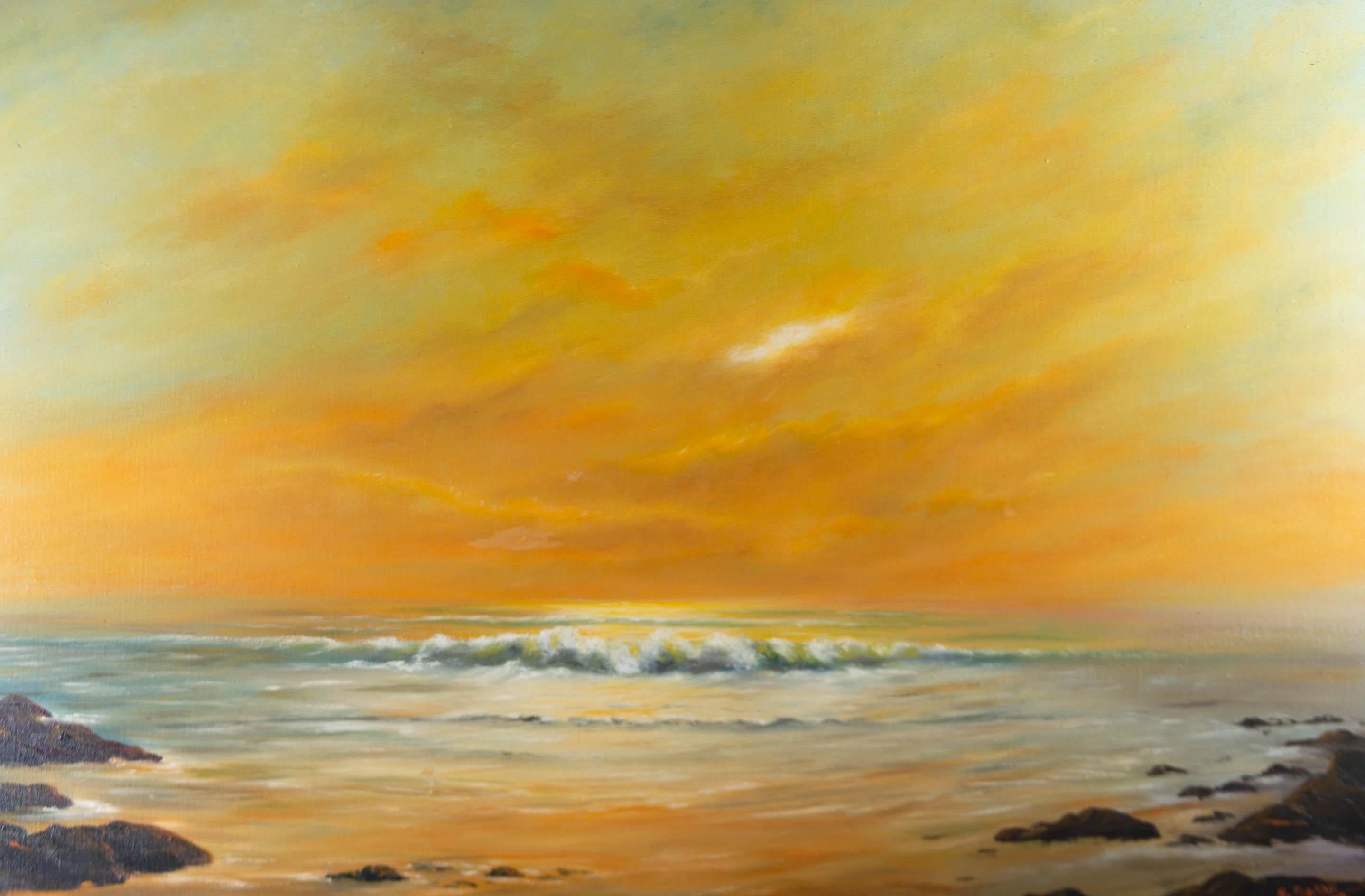 M. Parkin - Olio del 1973, Tramonto vibrante sull'oceano 1
