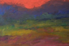 Glowing Red Sunset - Abstracted Landscape in Acrylic on Canvas