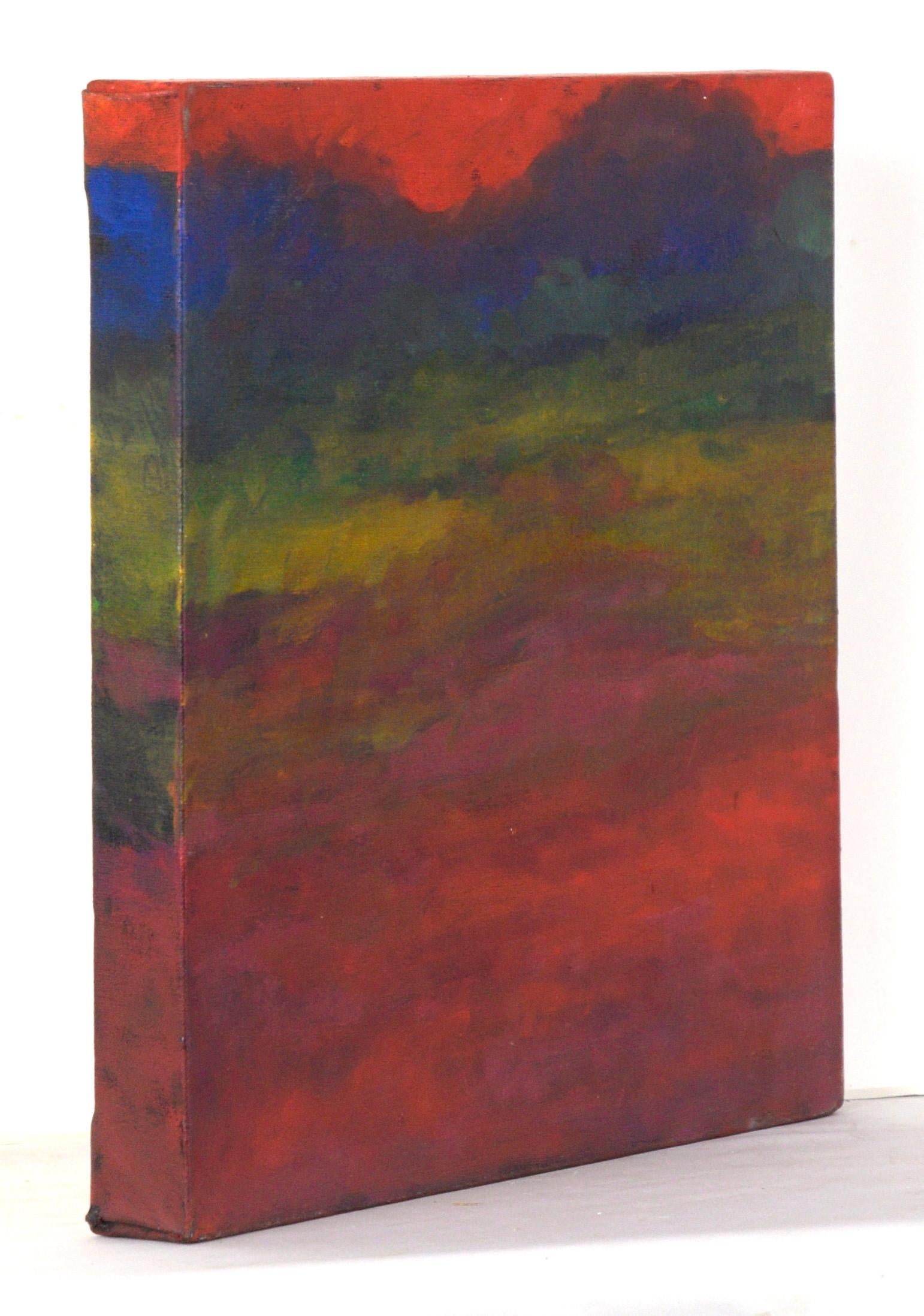 Glockender roter Sonnenuntergang – Abstrakte Landschaft in Acryl auf Leinwand im Angebot 2