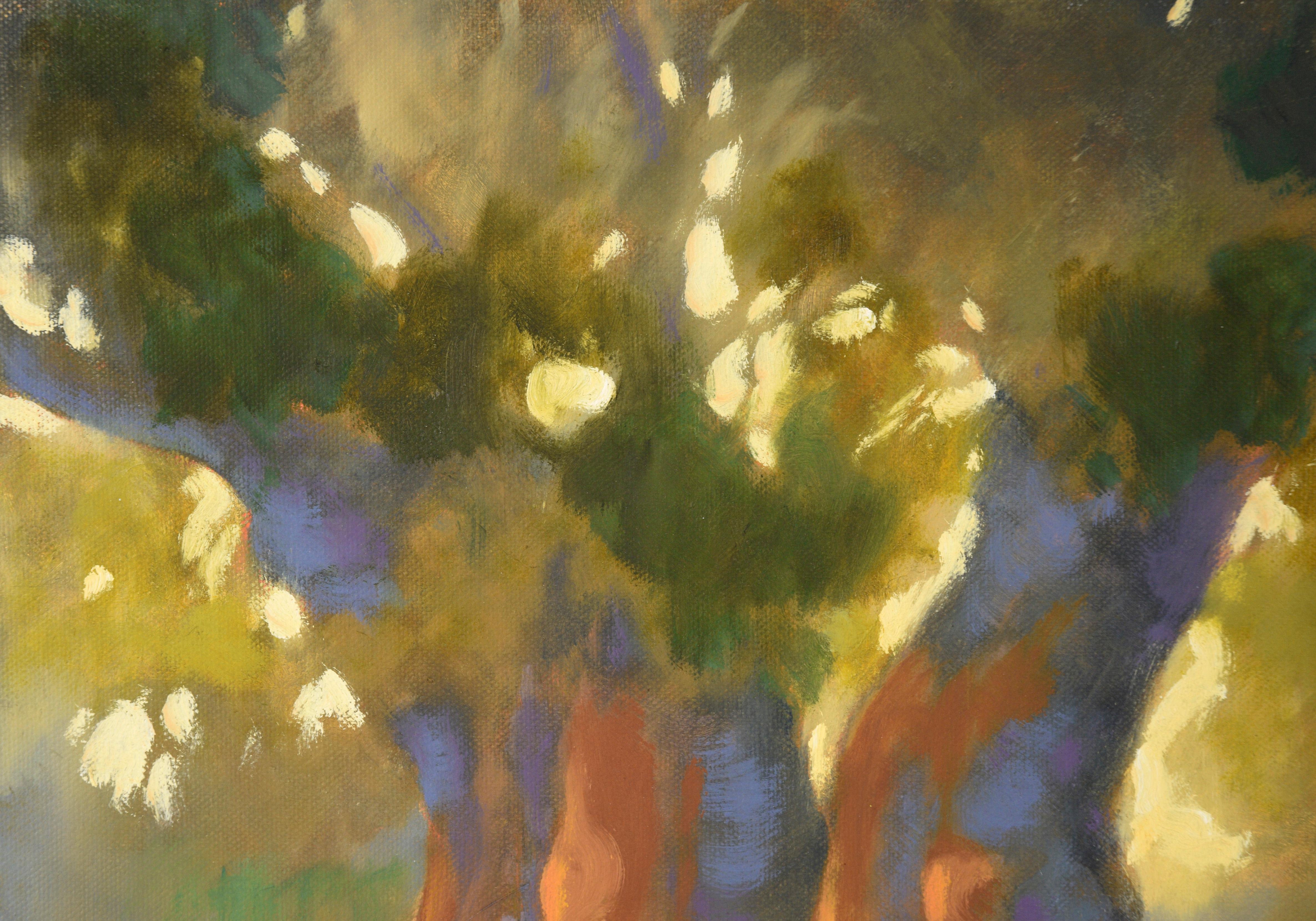 Sunlight Through the Oak Trees in Acrylic on Canvas - Painting by M. Pavao