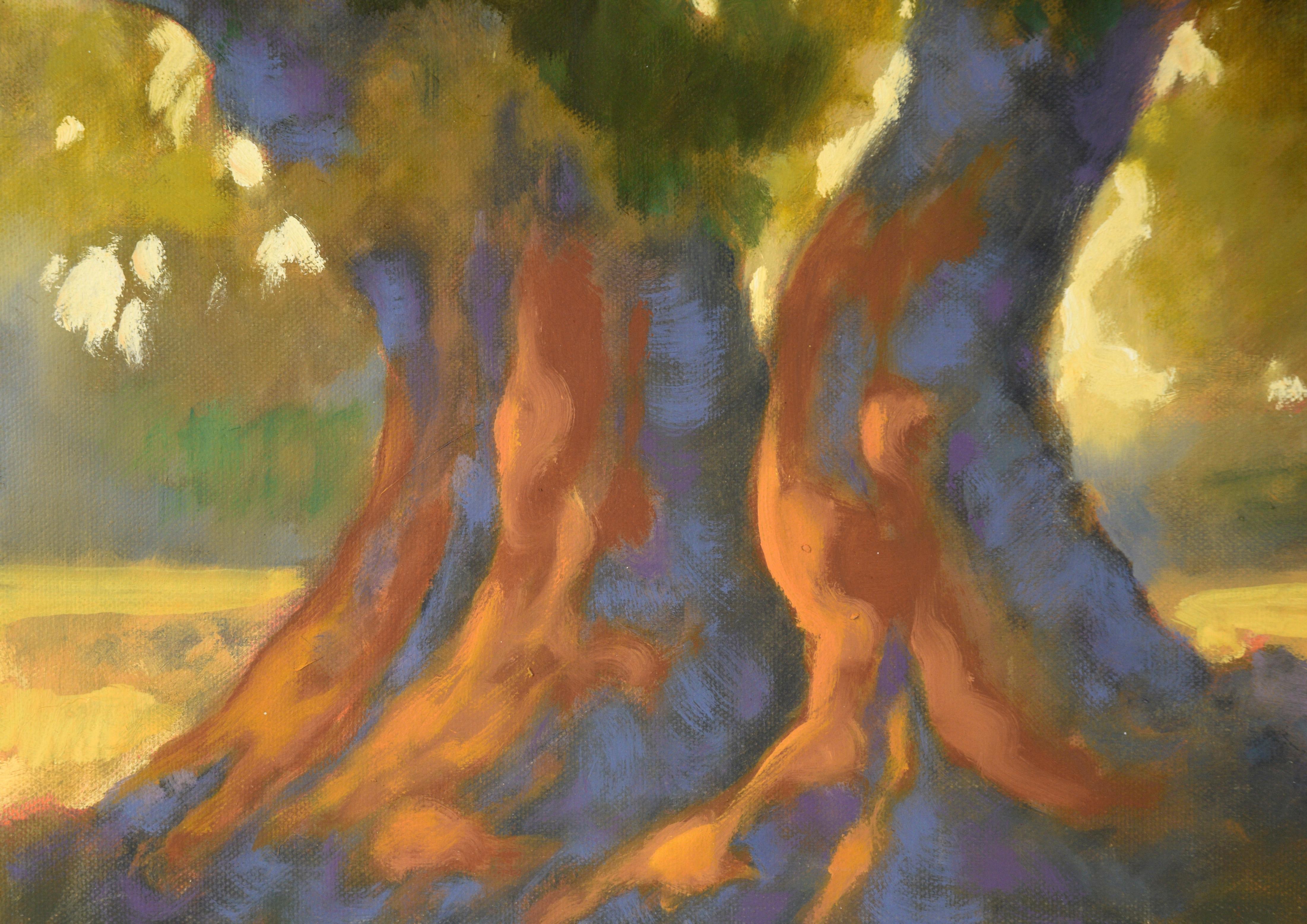 sunlight through trees painting